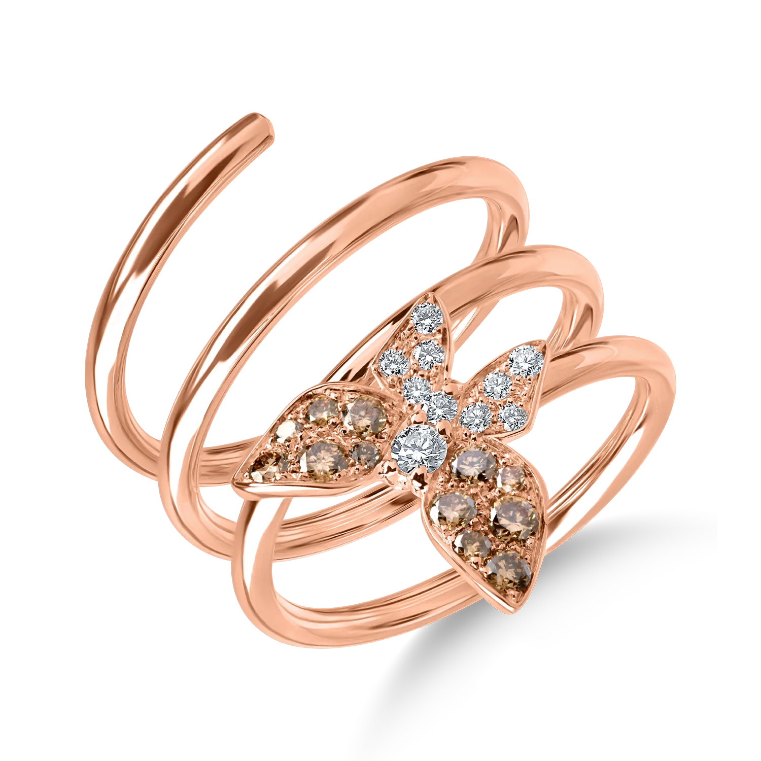 Inel fluture din aur roz cu diamante de 0.4ct