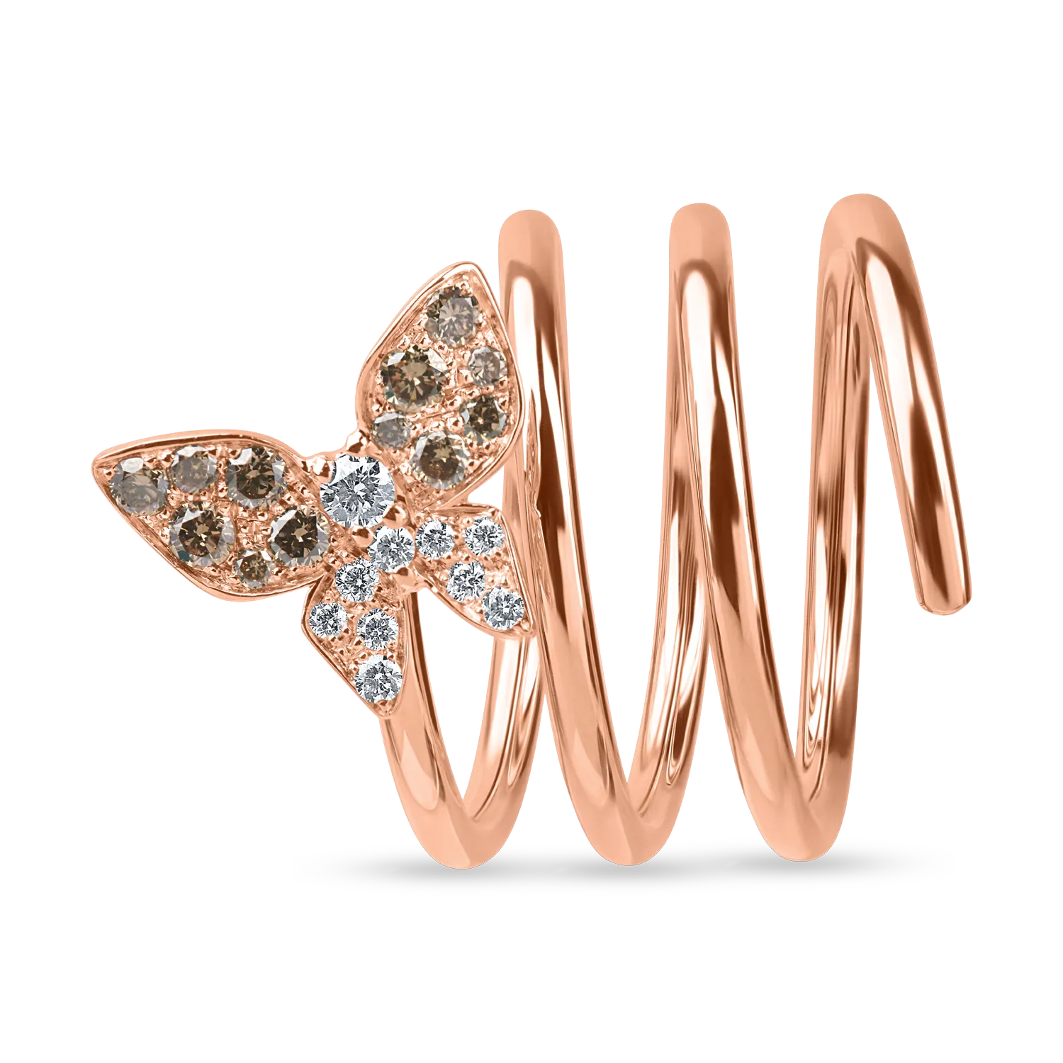 Inel fluture din aur roz cu diamante de 0.4ct