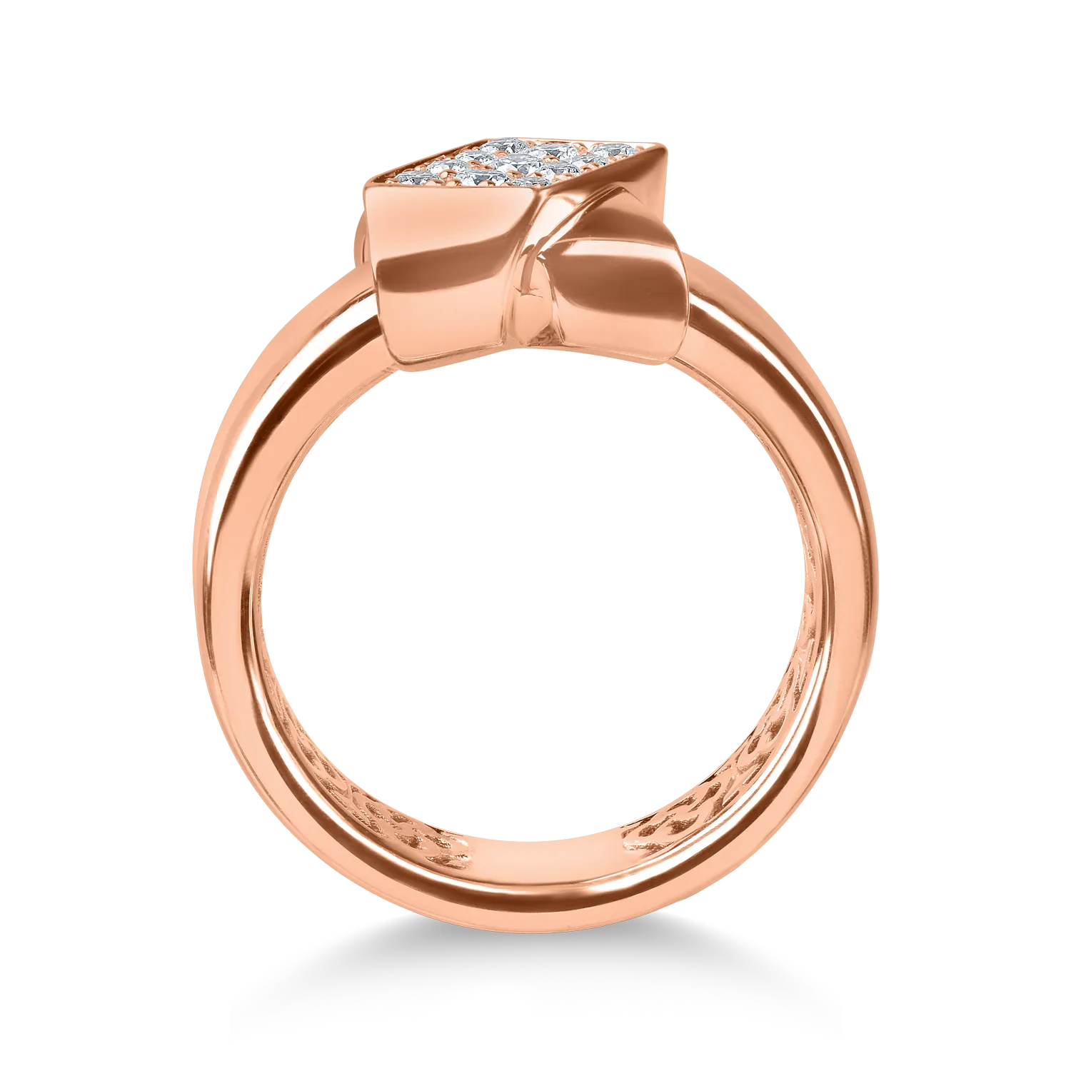 Inel geometric din aur roz cu diamante de 0.2ct