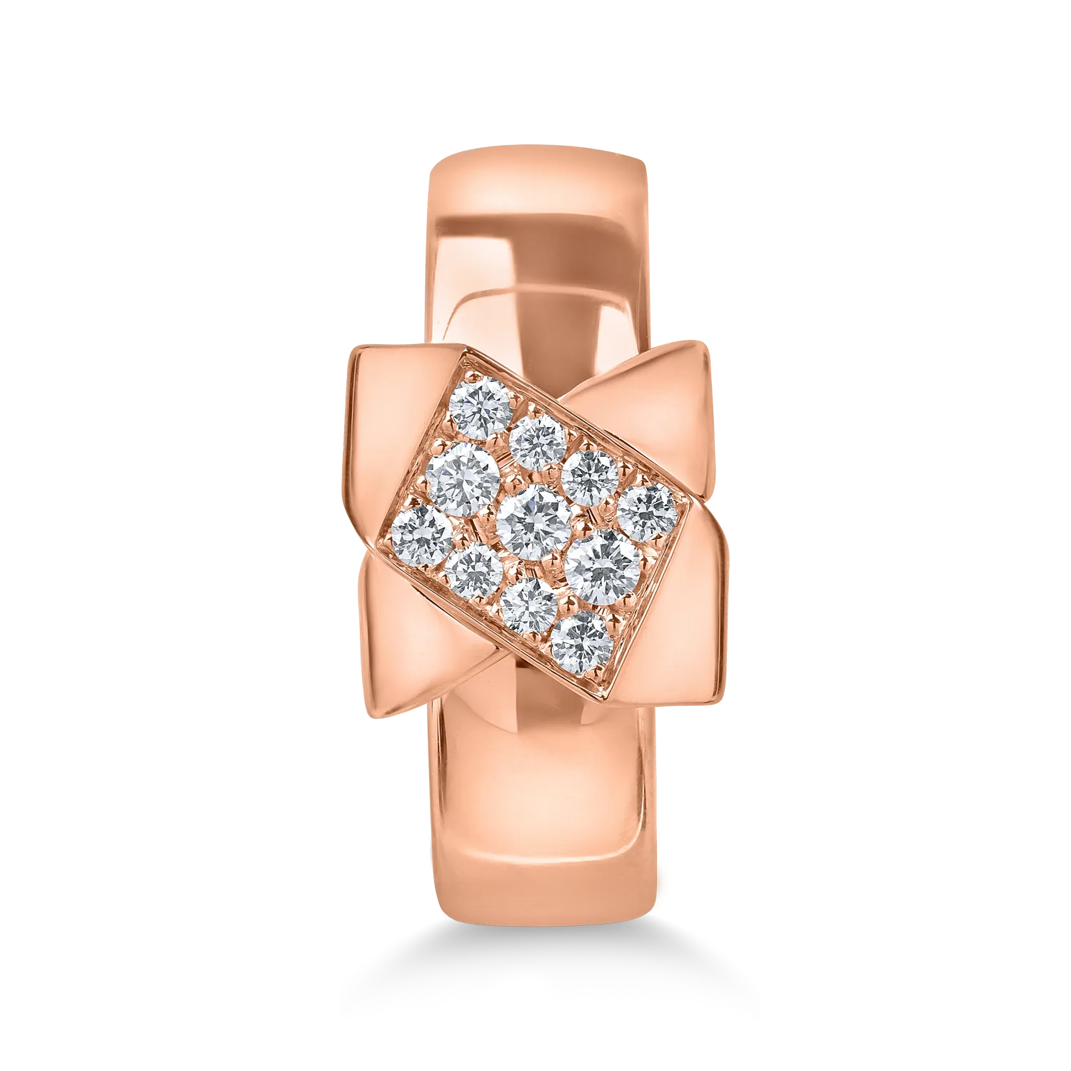 Inel geometric din aur roz cu diamante de 0.2ct