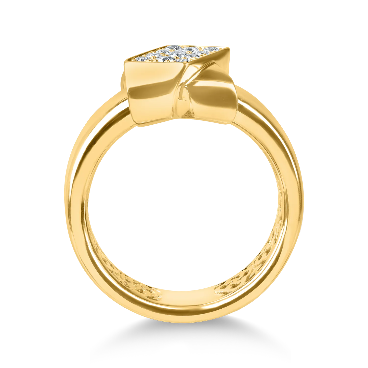 Inel geometric din aur galben cu diamante de 0.2ct