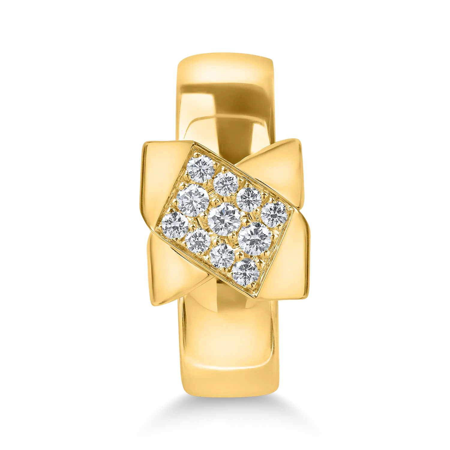 Inel geometric din aur galben cu diamante de 0.2ct