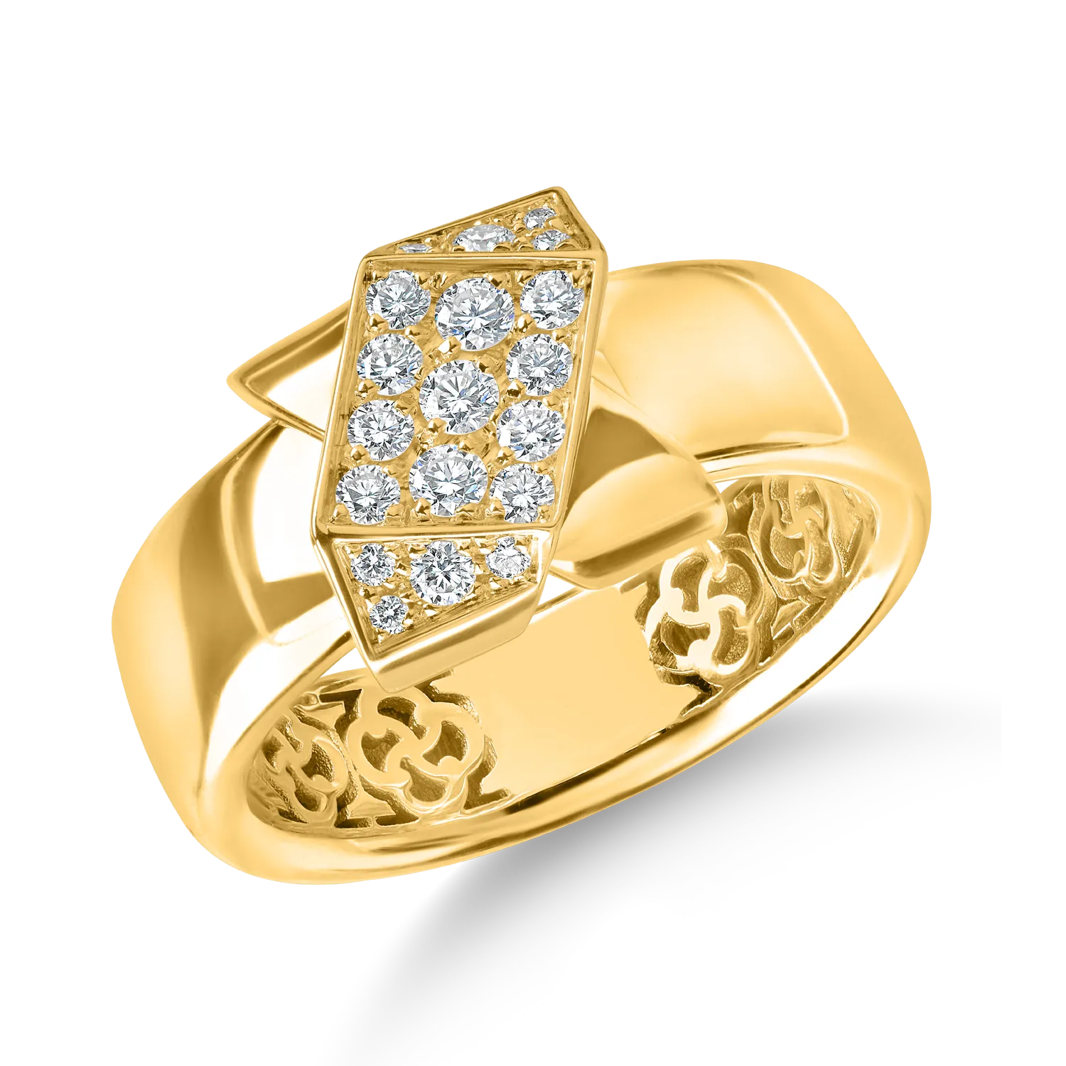 Inel geometric din aur galben cu diamante de 0.2ct