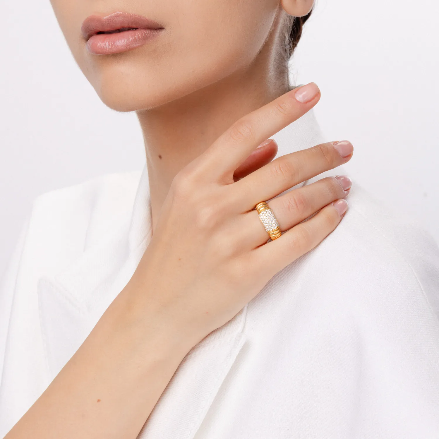 Inel din aur galben cu diamante microsetting de 0.5ct - Imagine 4