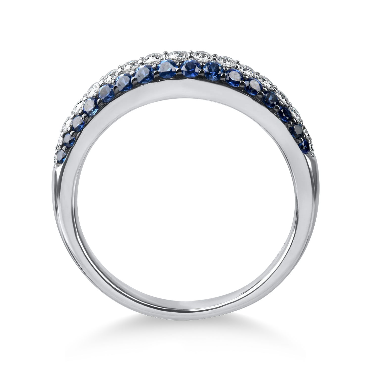 Inel semi eternity din aur alb cu diamante de 0.2ct si safire de 0.5ct
