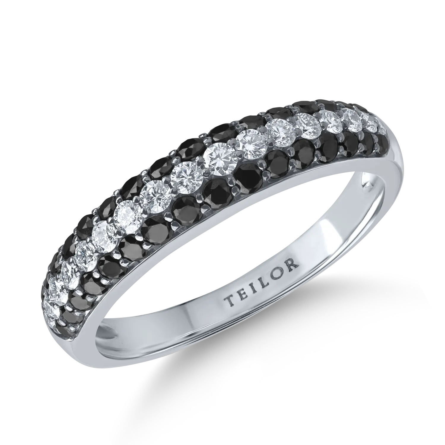 Inel semi eternity din aur alb cu diamante de 0.7ct