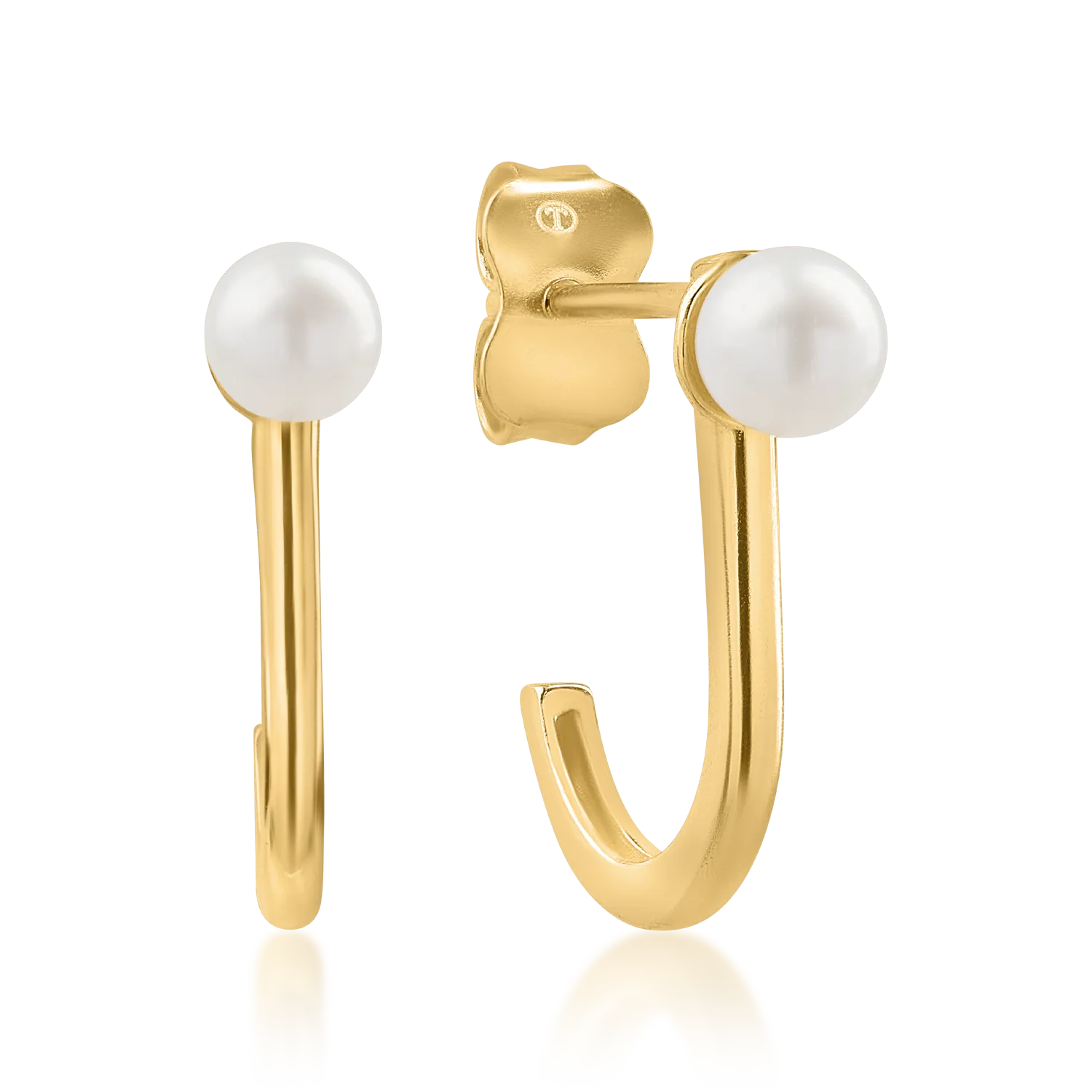 Cercei din aur galben cu perle sintetice