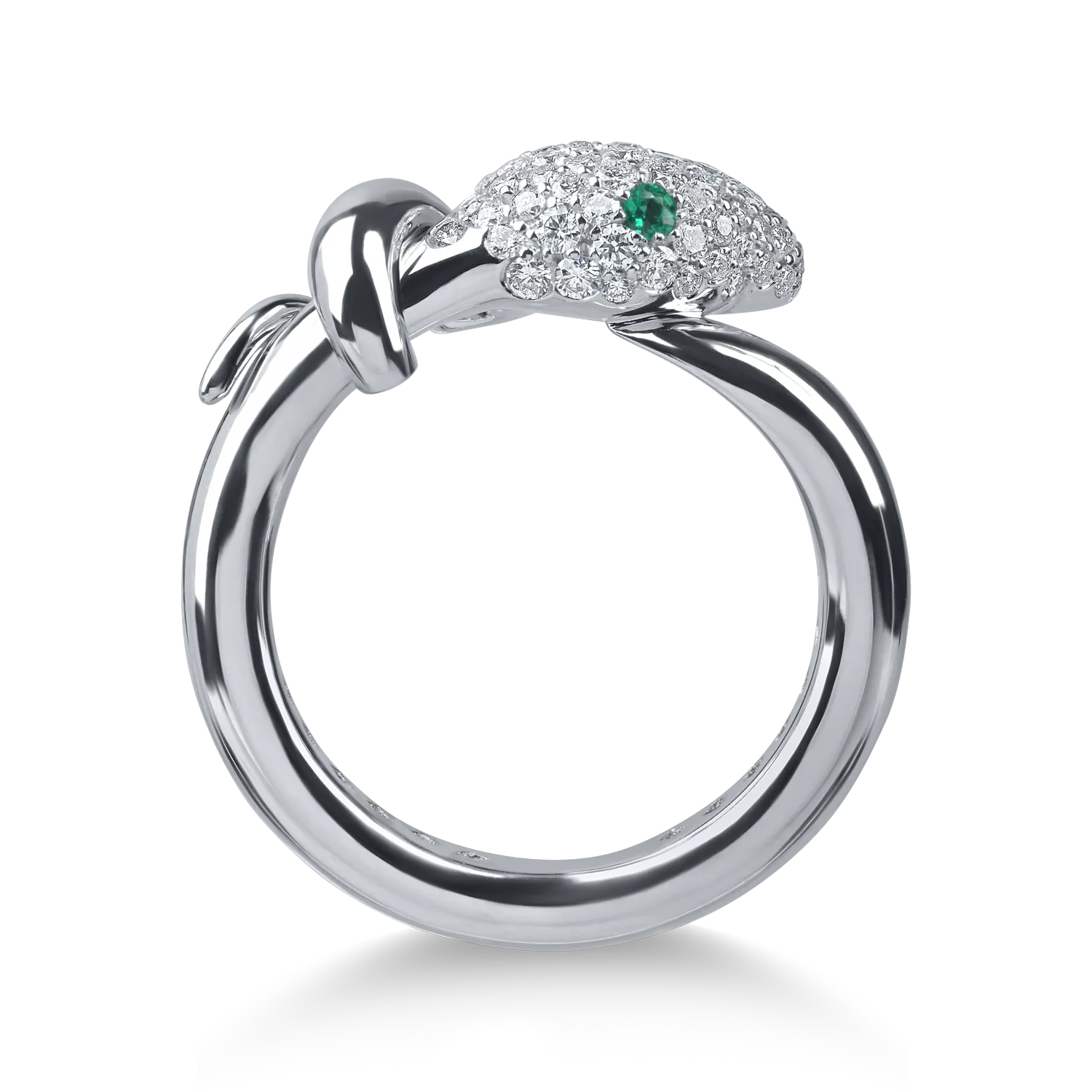 Inel din aur alb cu smaralde de 0.05ct si diamante microsetting de 0.5ct