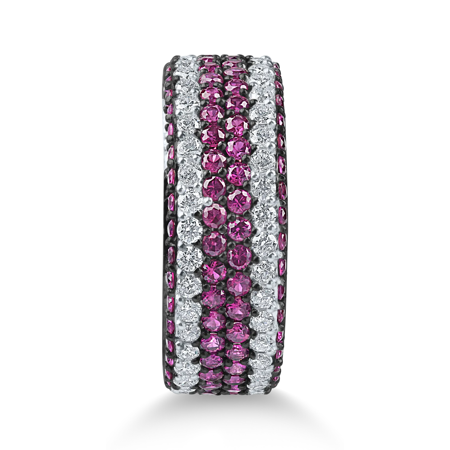 Inel din aur alb cu rubine de 1.3ct si diamante microsetting de 0.6ct