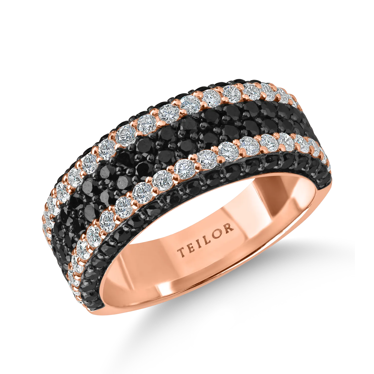 Teilor Inel din aur roz cu diamante microsetting de 1.7ct
