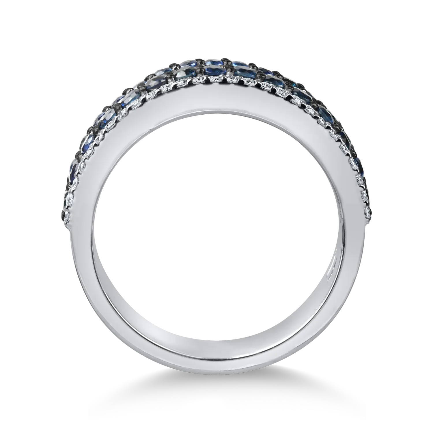 Fehérarany gyűrű 0.9ct zafírral és 0.3ct mikrobeágyazó gyémántokkal