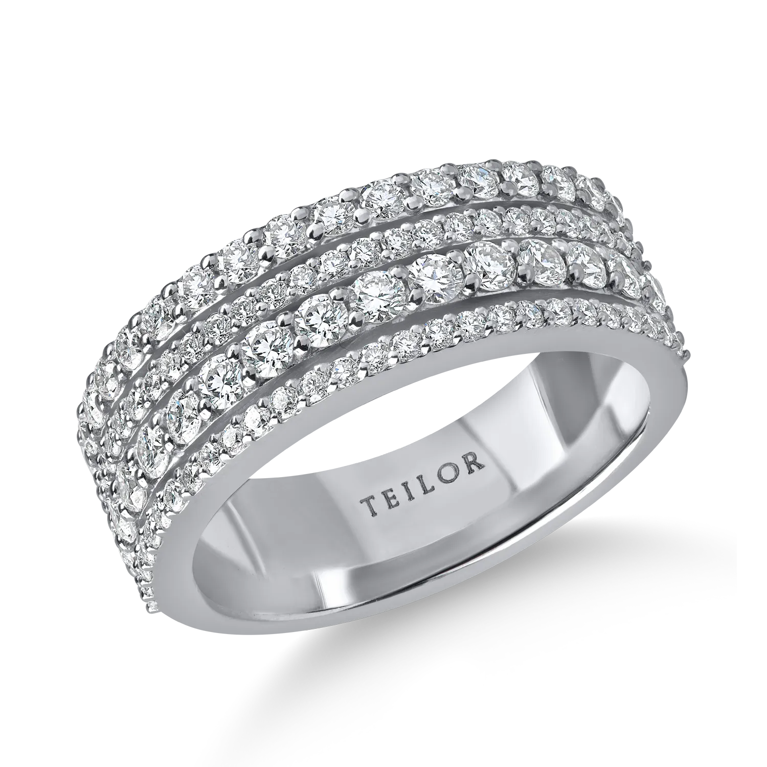 Teilor Inel din aur alb cu diamante microsetting de 1ct