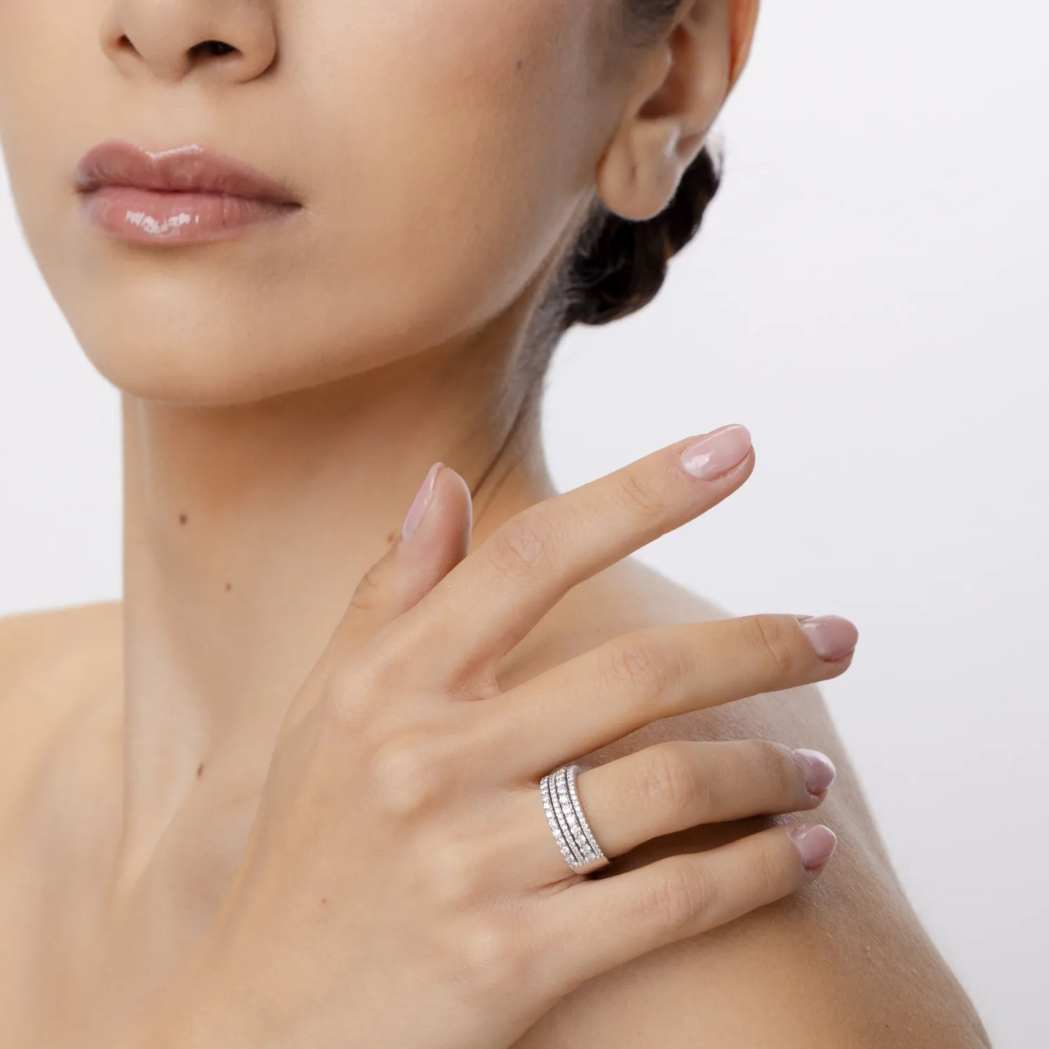 Inel din aur alb cu diamante microsetting de 1ct - Imagine 4