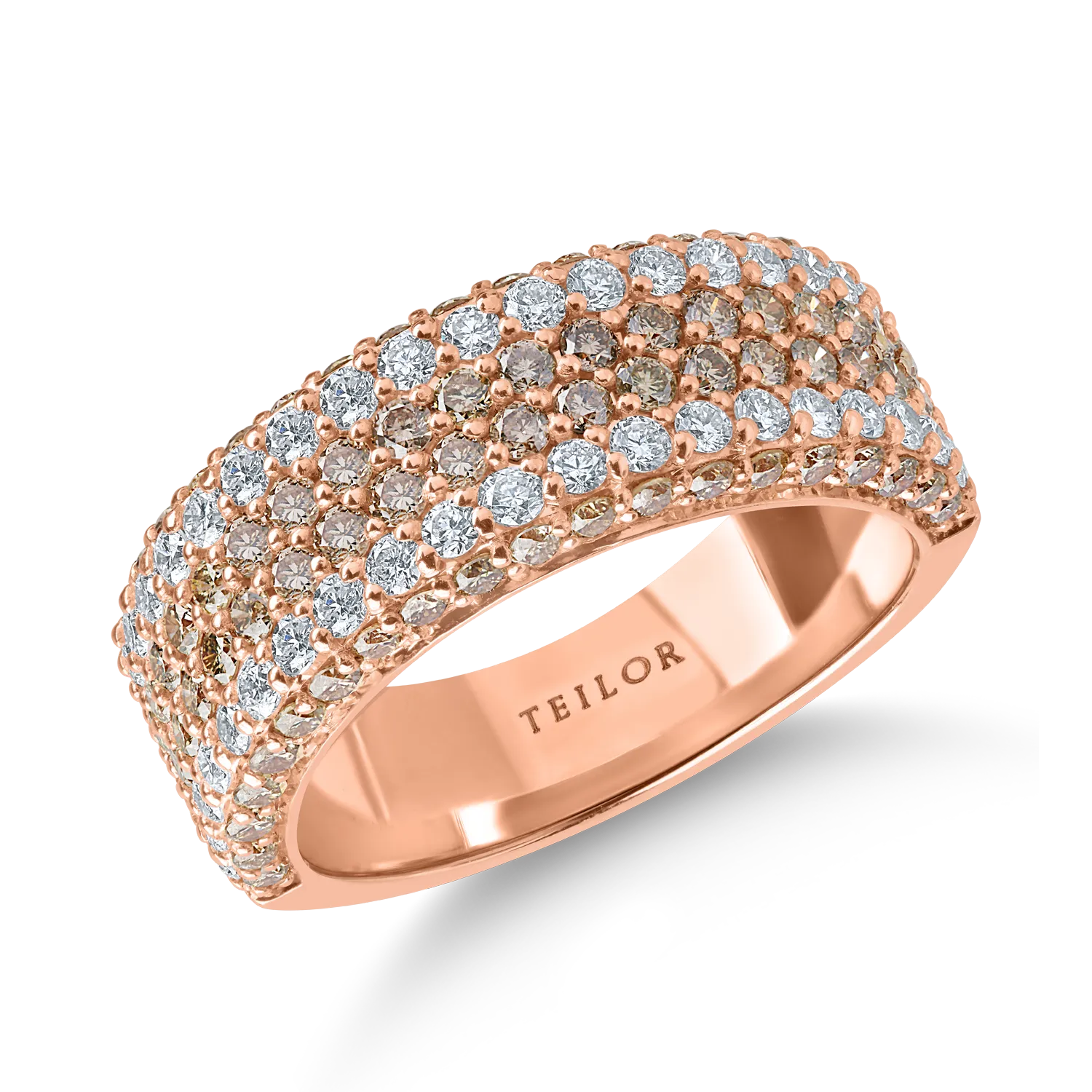 Teilor Inel din aur roz cu diamante de 0.6ct si diamante maro de 1.1ct