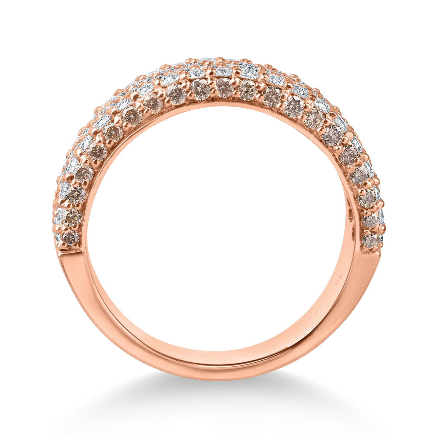 Inel din aur roz cu diamante de 0.6ct si diamante maro de 1.1ct