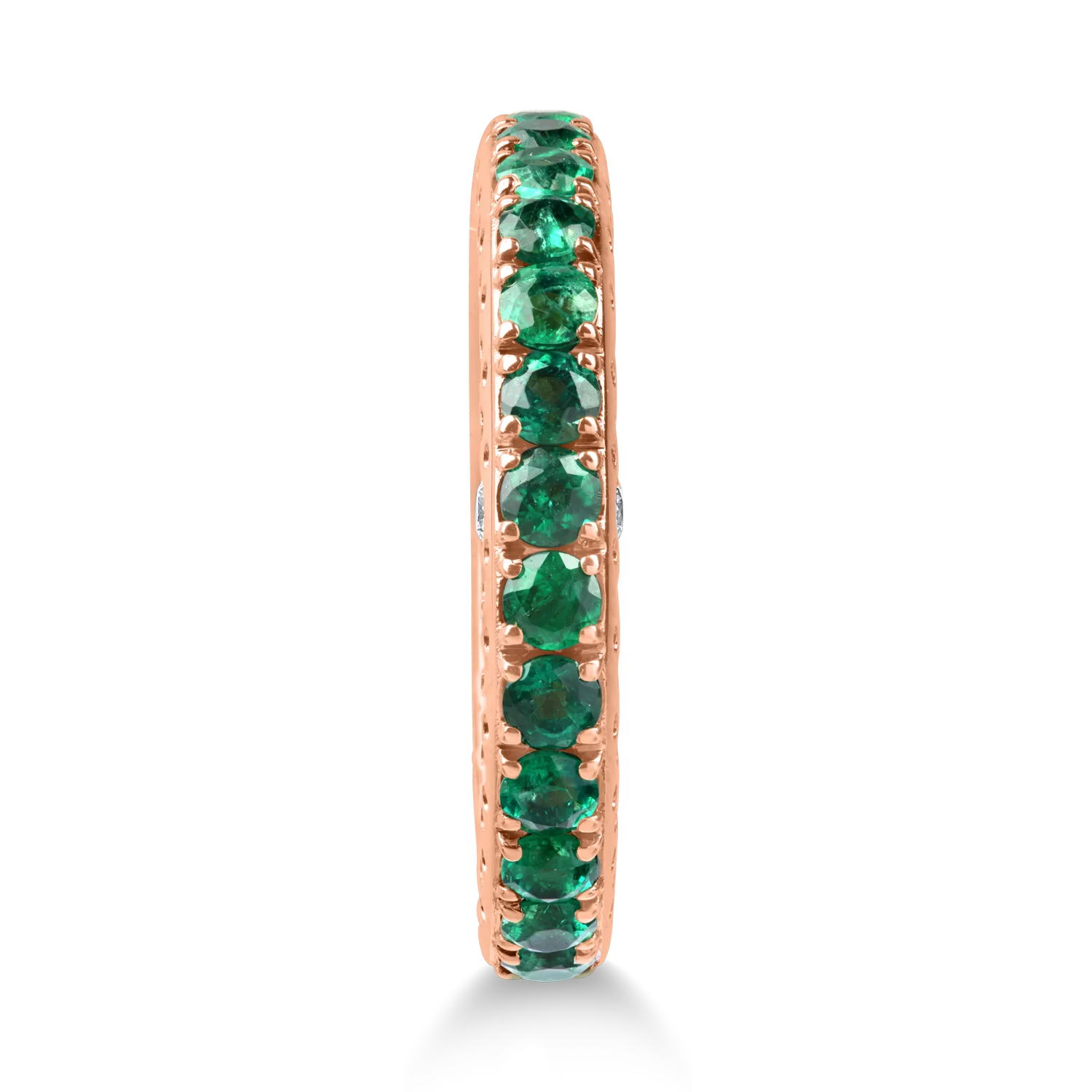 Inel semi eternity din aur roz cu smaralde de 0.7ct si diamante de 0.05ct
