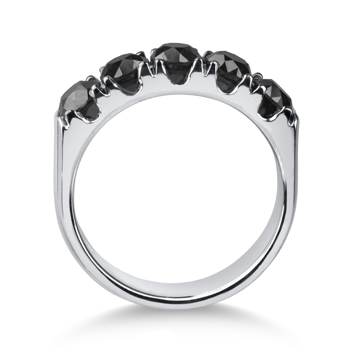 Inel semi eternity din aur alb cu diamante negre de 1.8ct