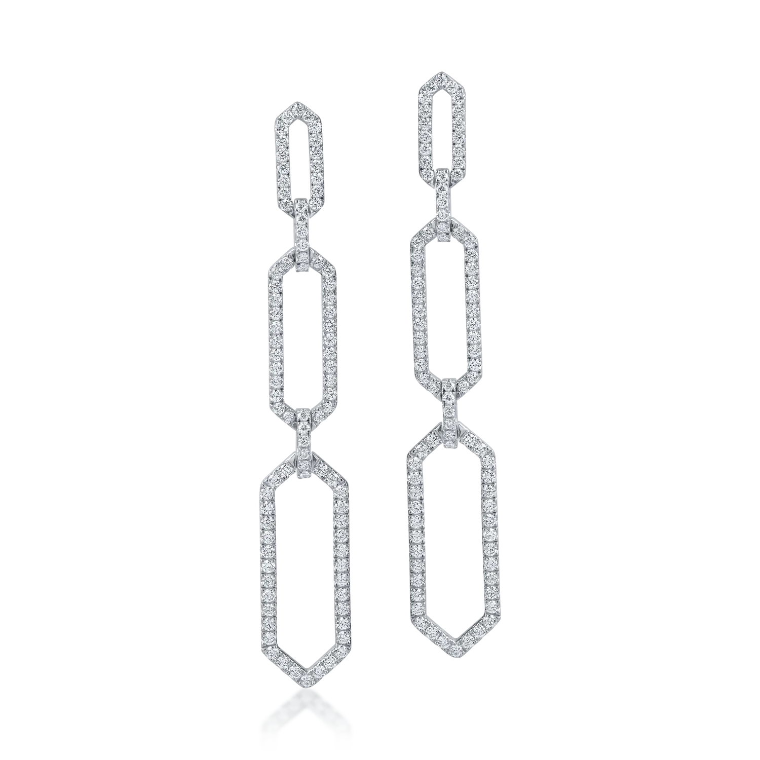 Fehérarany hosszú fülbevaló 1.1ct gyémántokkal