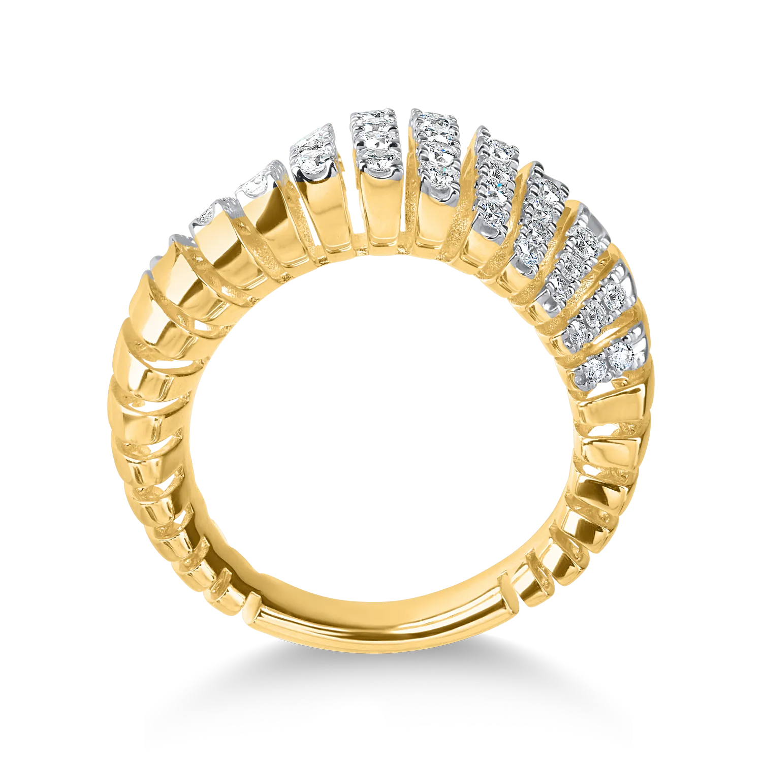 Inel din aur galben cu diamante microsetting de 0.6ct - Imagine 2