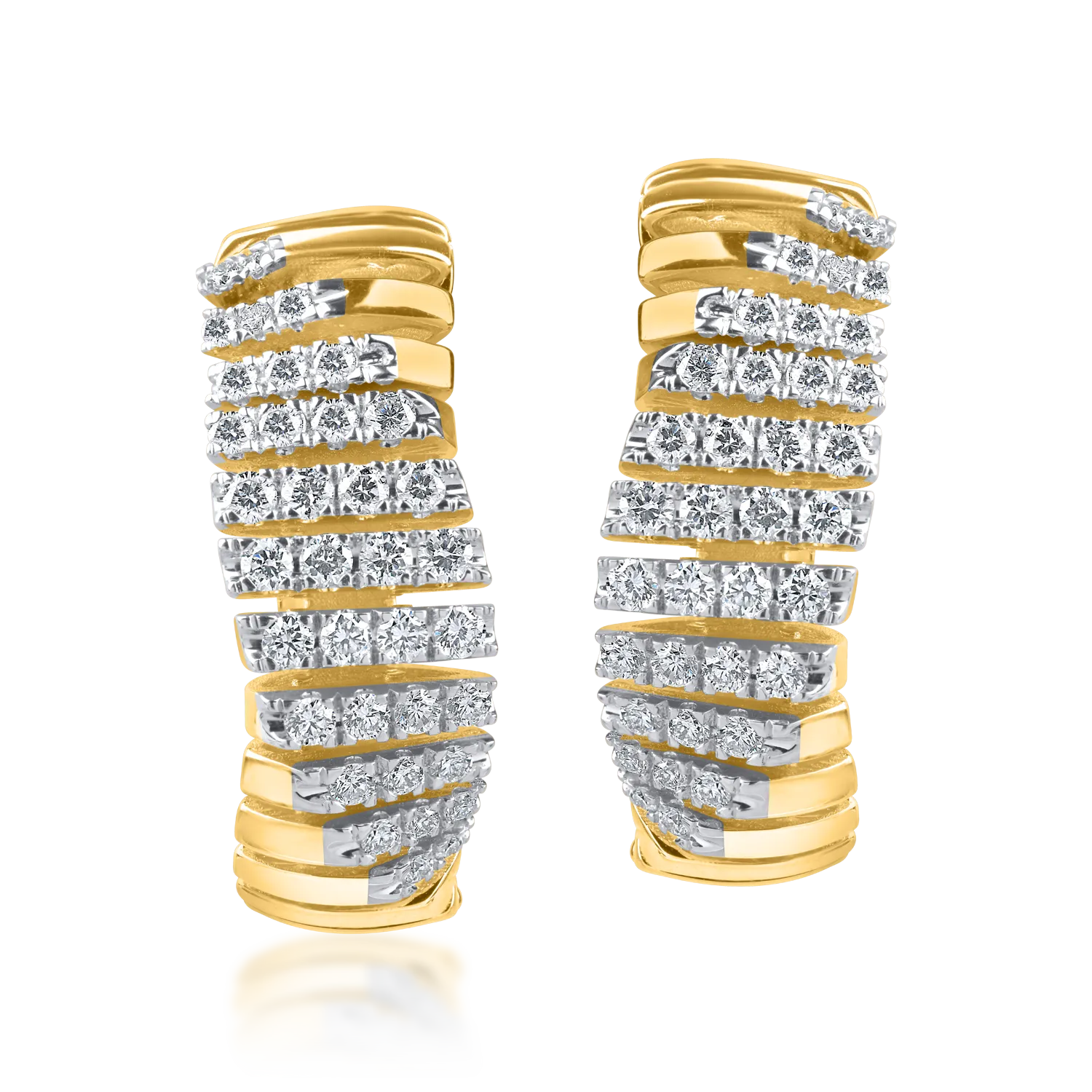 Sárga arany fülbevaló 0.8ct mikrobesűrűsödő gyémántokkal