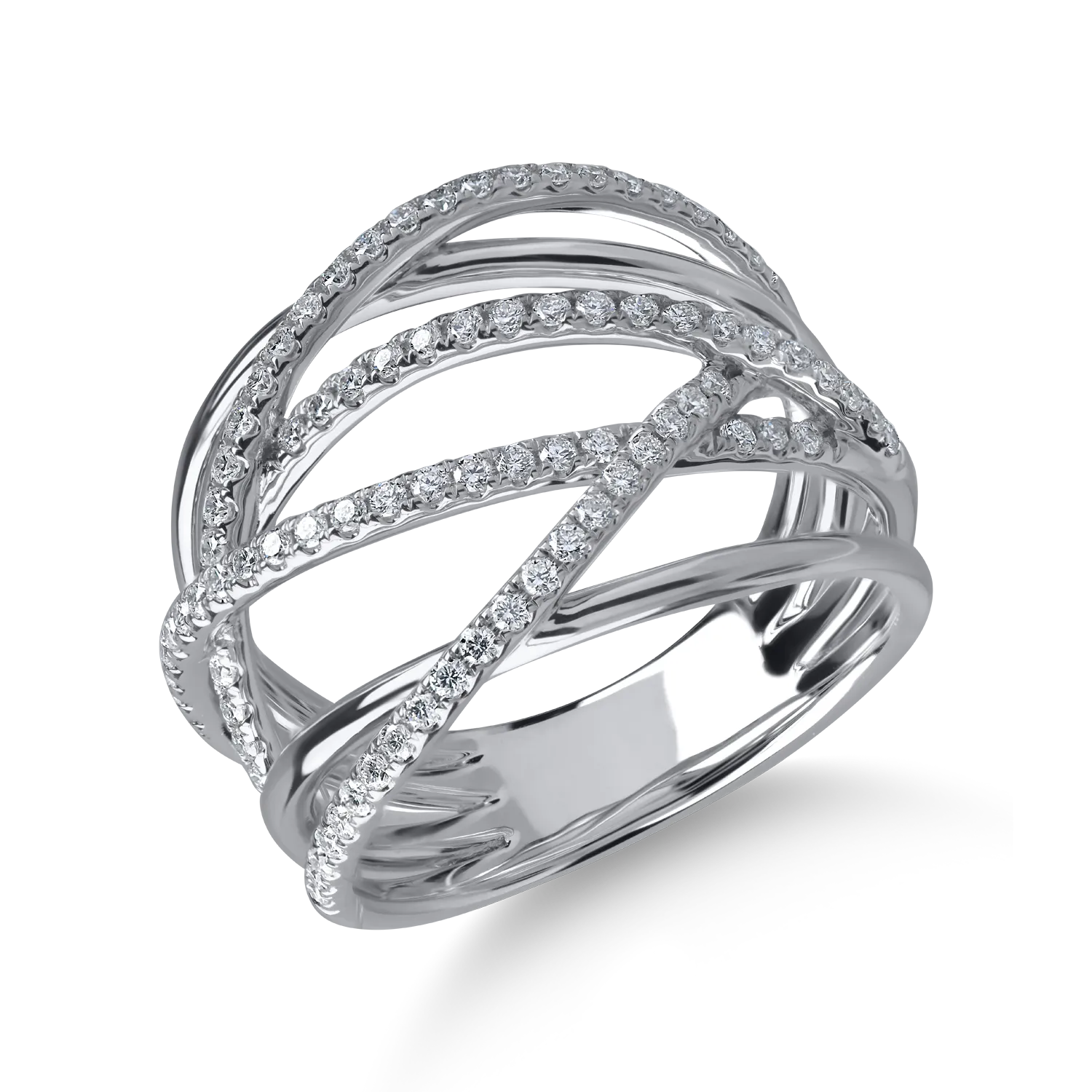 Пръстен от бяло злато с микровтвърдени диаманти 0.5кт