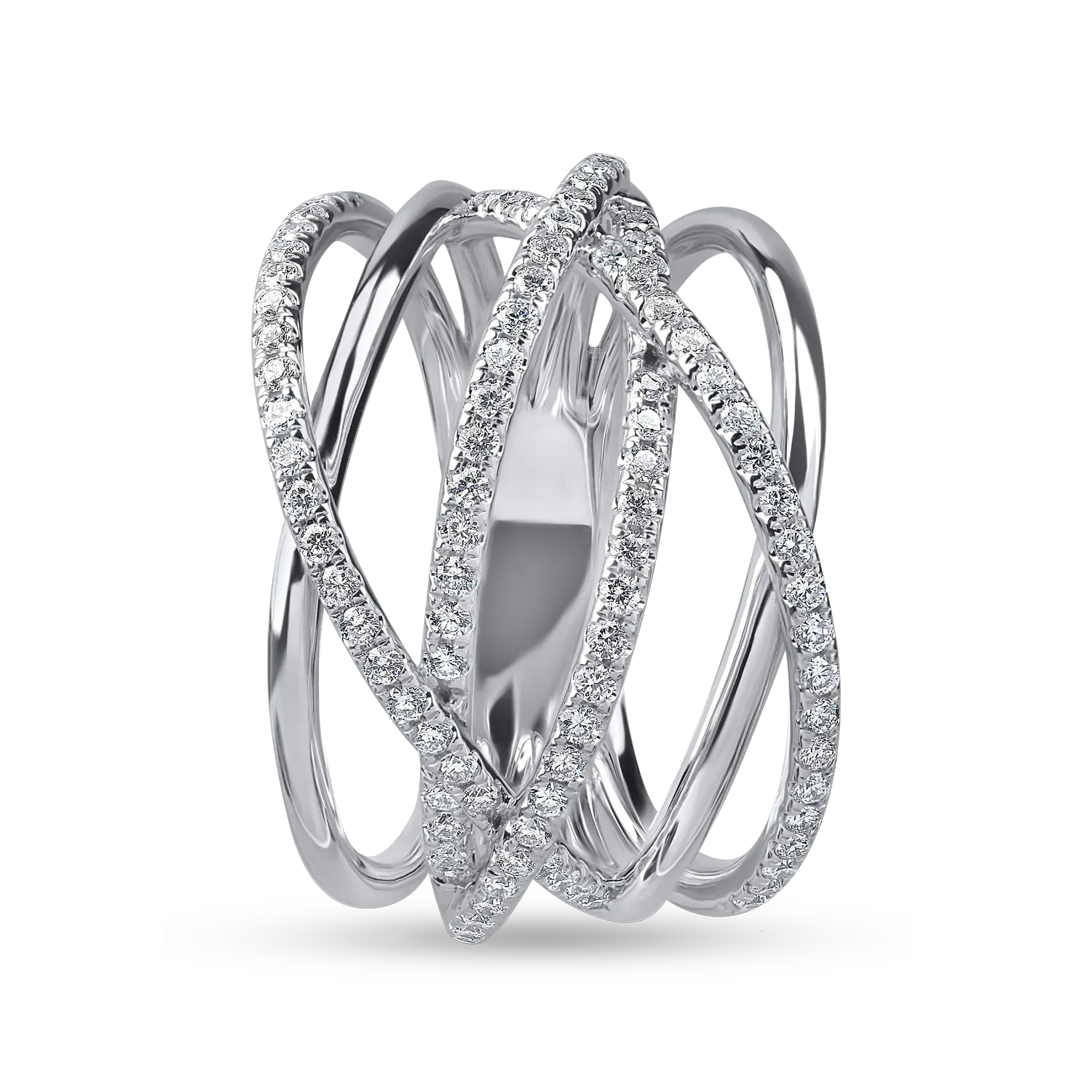 Пръстен от бяло злато с микровтвърдени диаманти 0.5кт