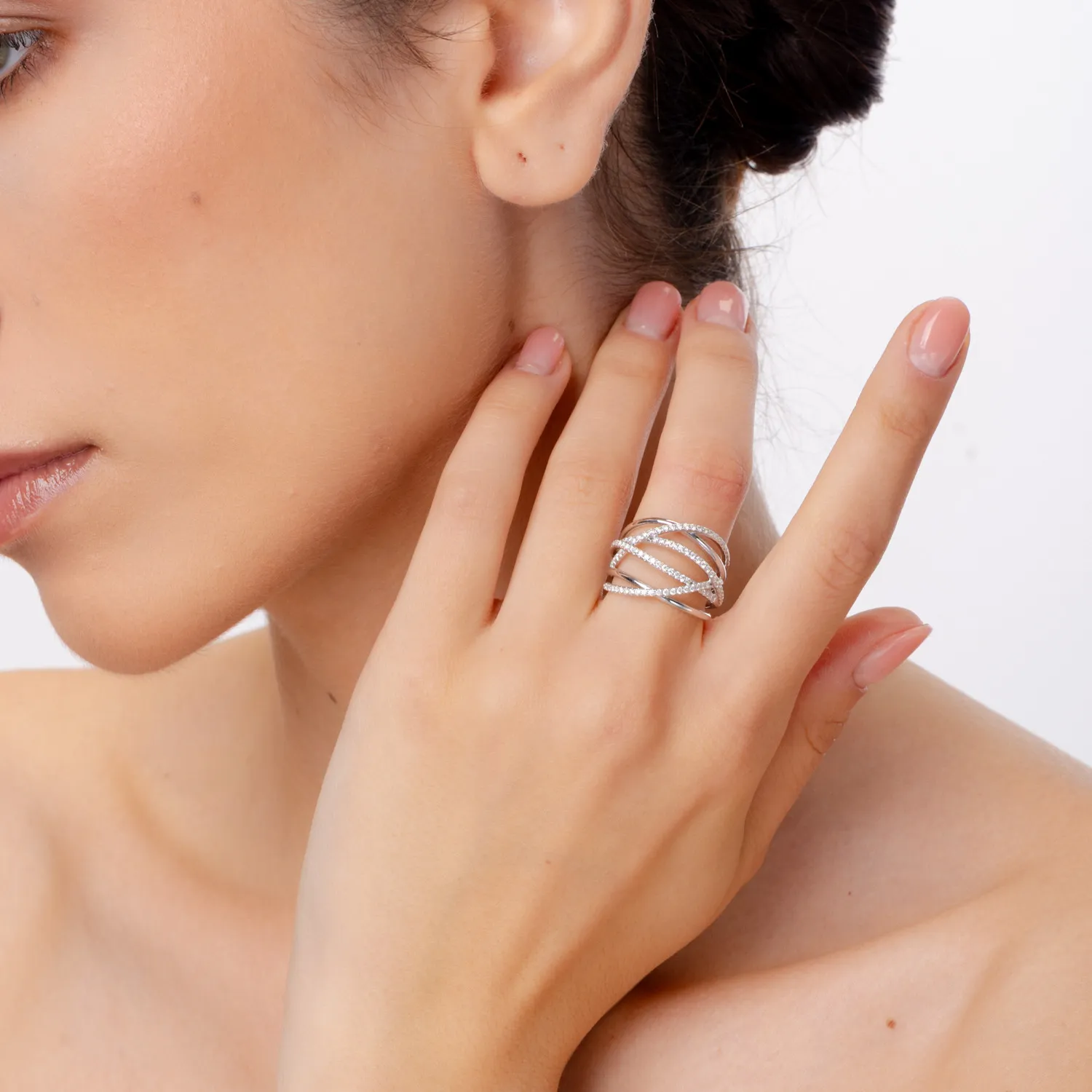 Fehérarany gyűrű 0.5ct mikrobesűrűsödő gyémántokkal