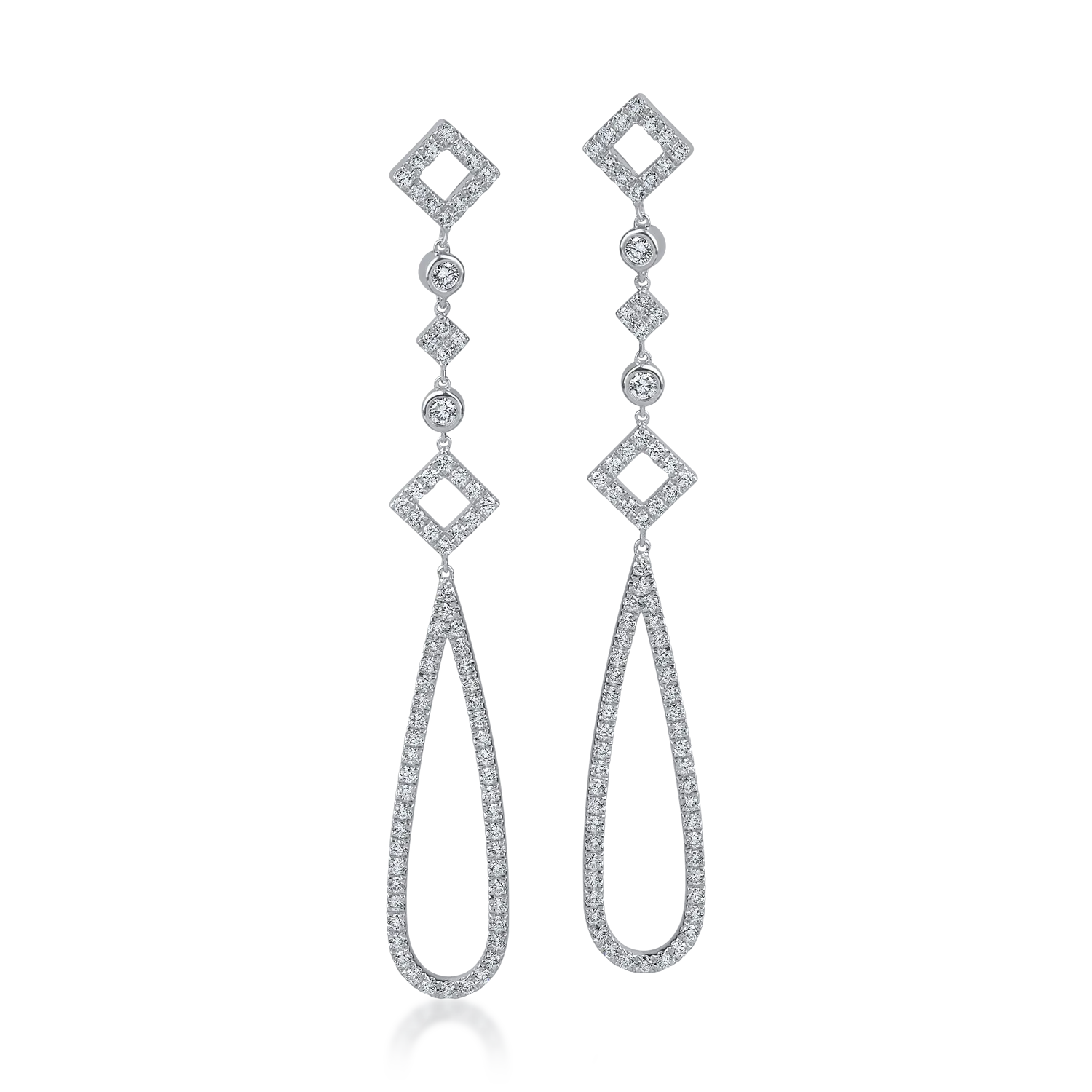 Fehérarany hosszú fülbevaló 0.9ct gyémántokkal