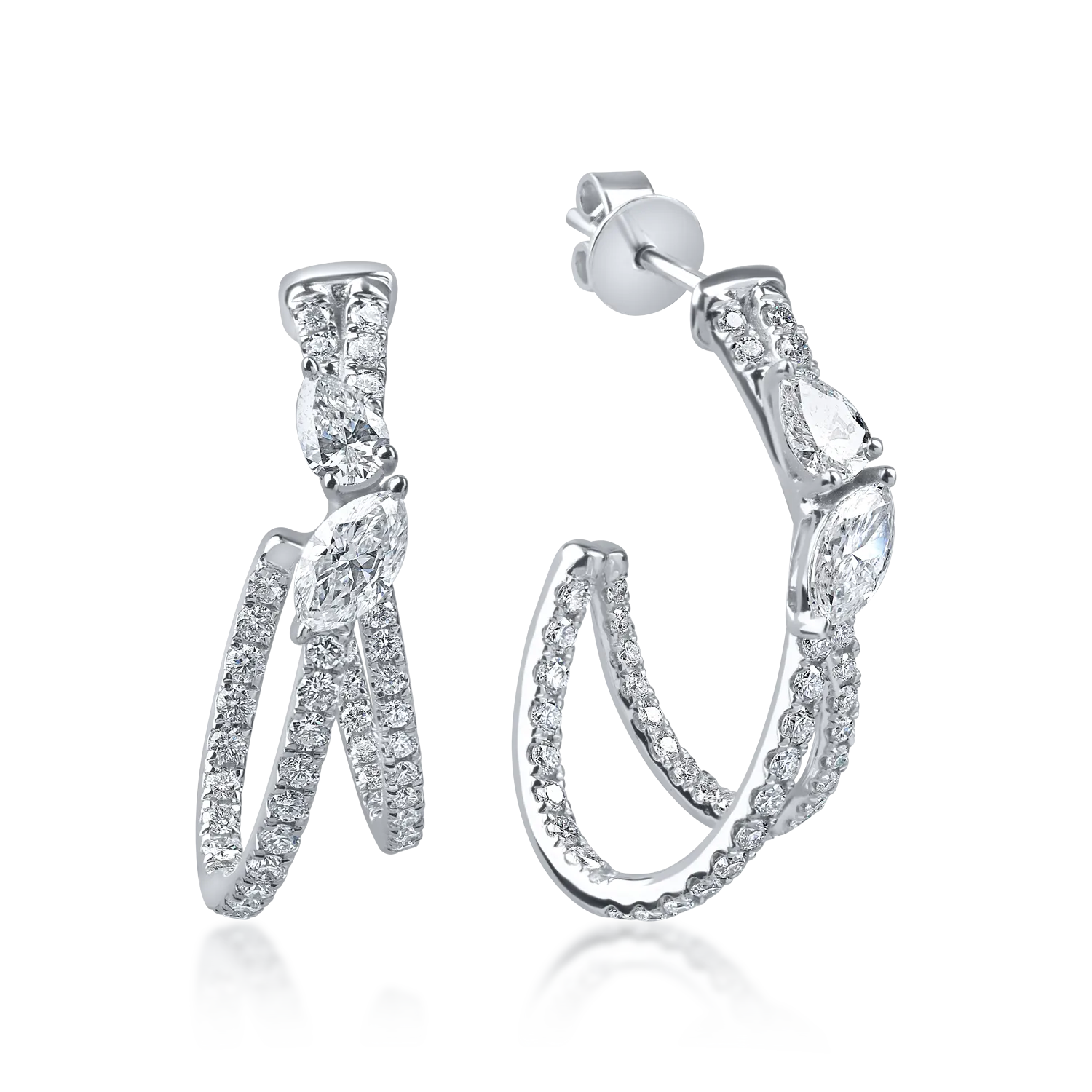 Cercei din aur alb cu diamante microsetting de 1.8ct