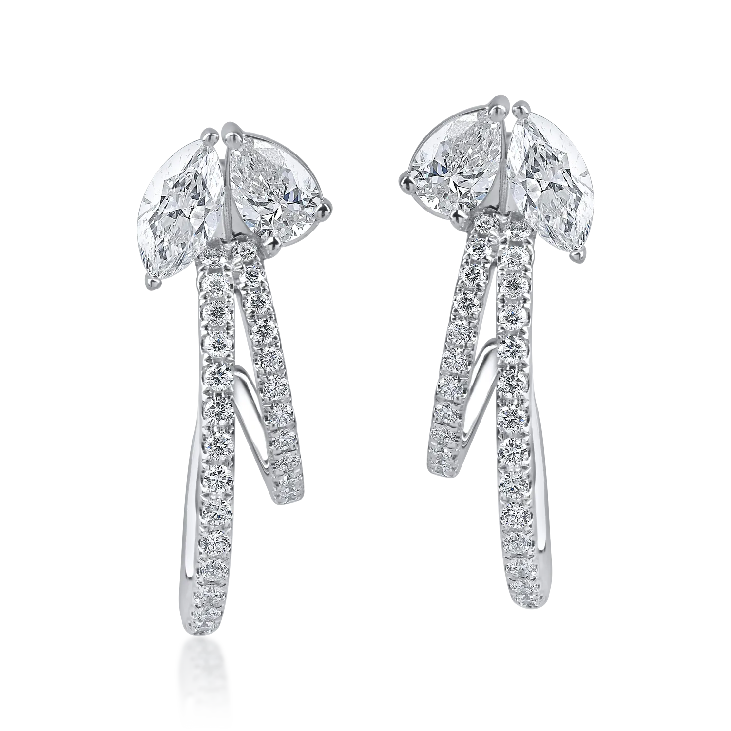 Fehérarany fülbevaló 1.9ct mikrobe keményedő gyémántokkal