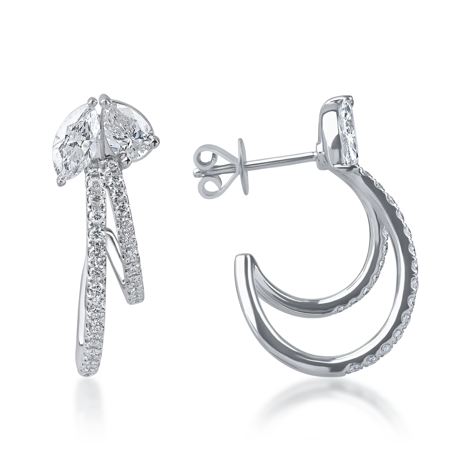Fehérarany fülbevaló 1.9ct mikrobe keményedő gyémántokkal
