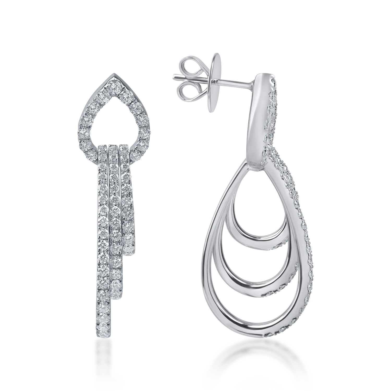 Fehérarany fülbevaló. 1.5ct mikrobe keményedő gyémántokkal