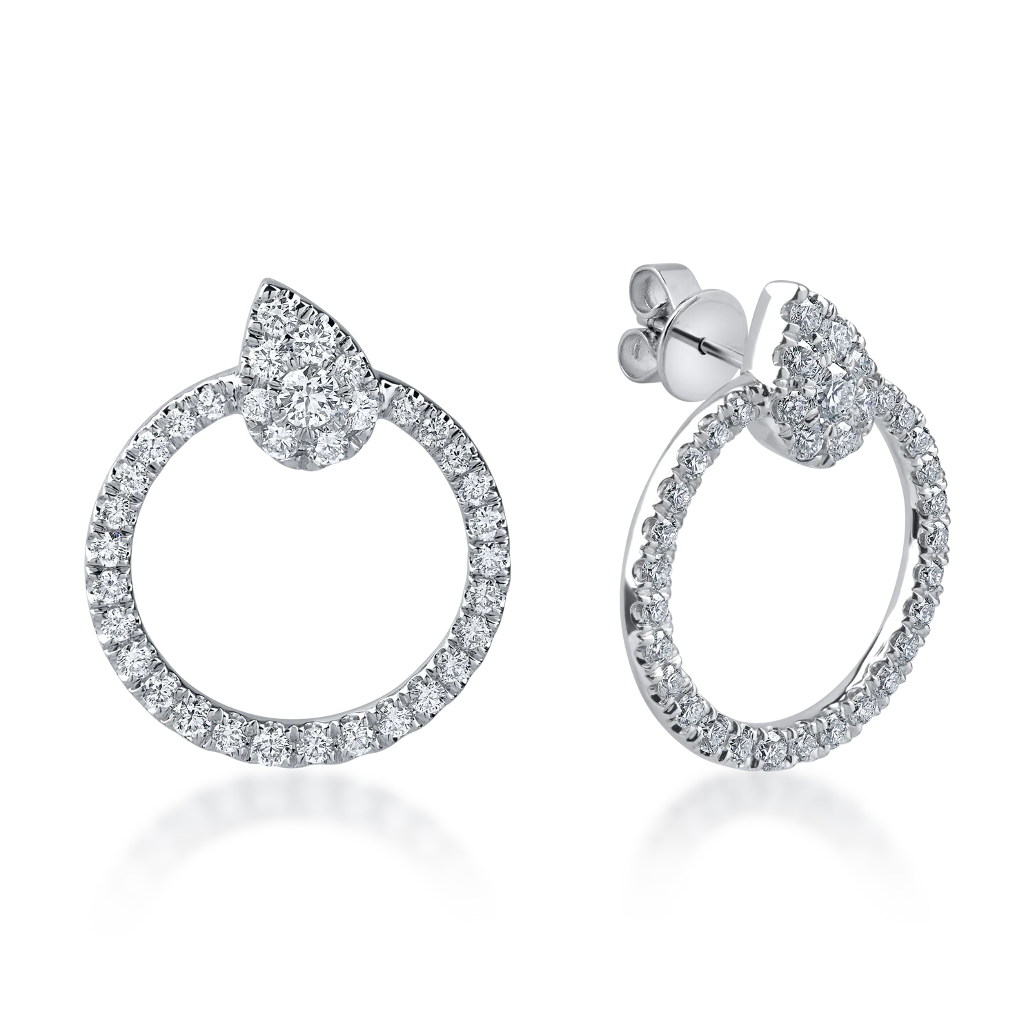 Cercei din aur alb cu diamante microsetting de 1.3ct