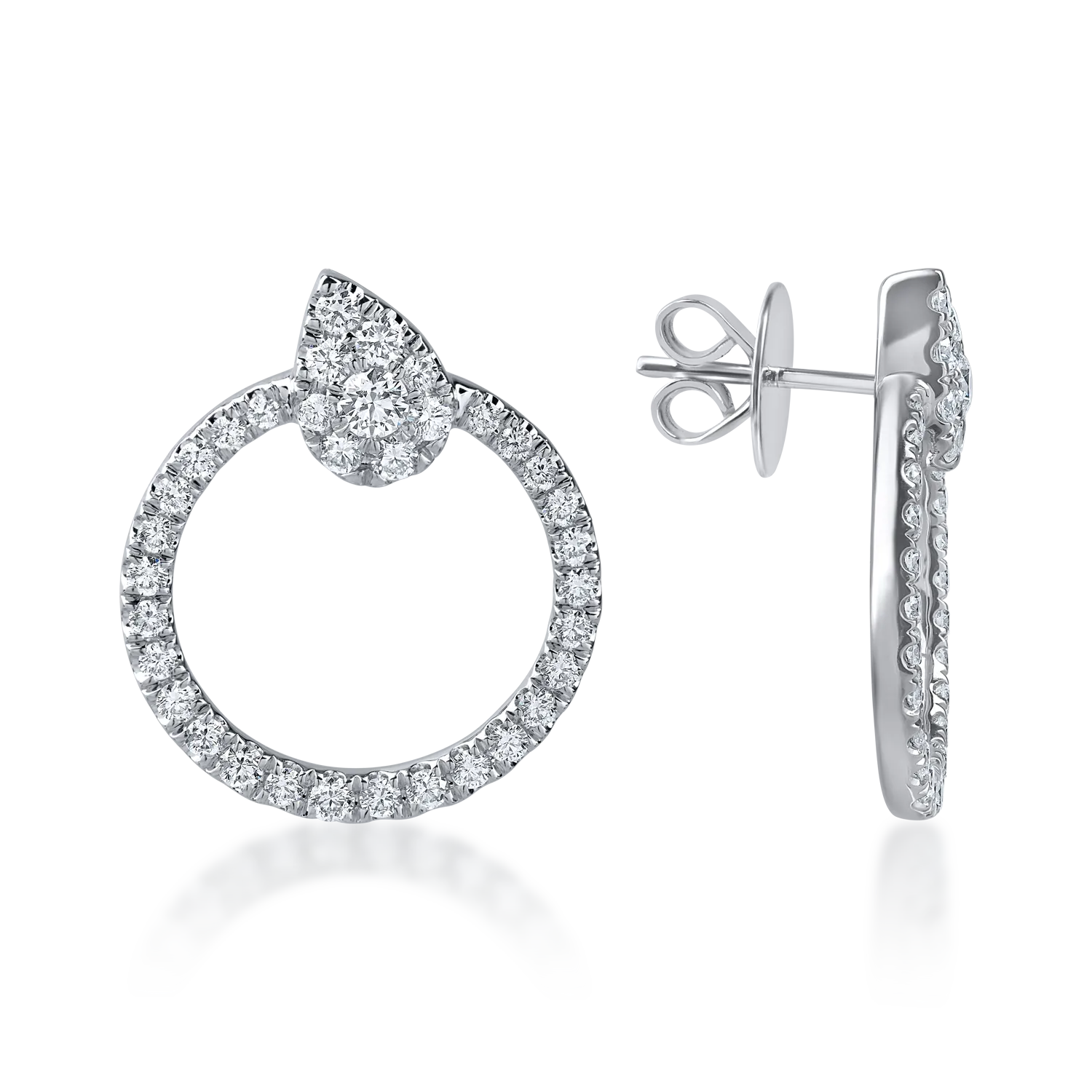 Fehérarany fülbevaló. 1.3ct mikrobe keményedő gyémántokkal