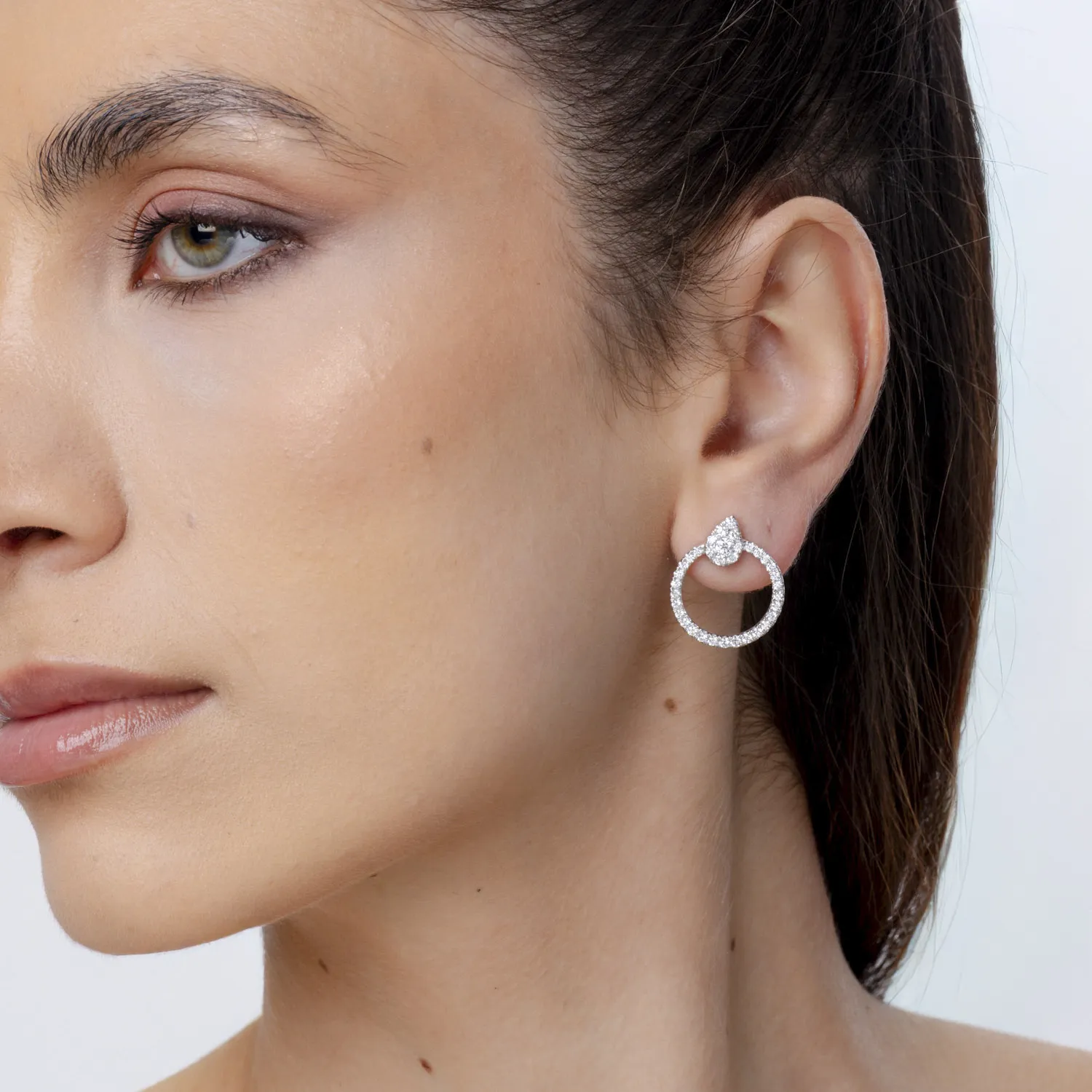 Cercei din aur alb cu diamante microsetting de 1.3ct - Imagine 4