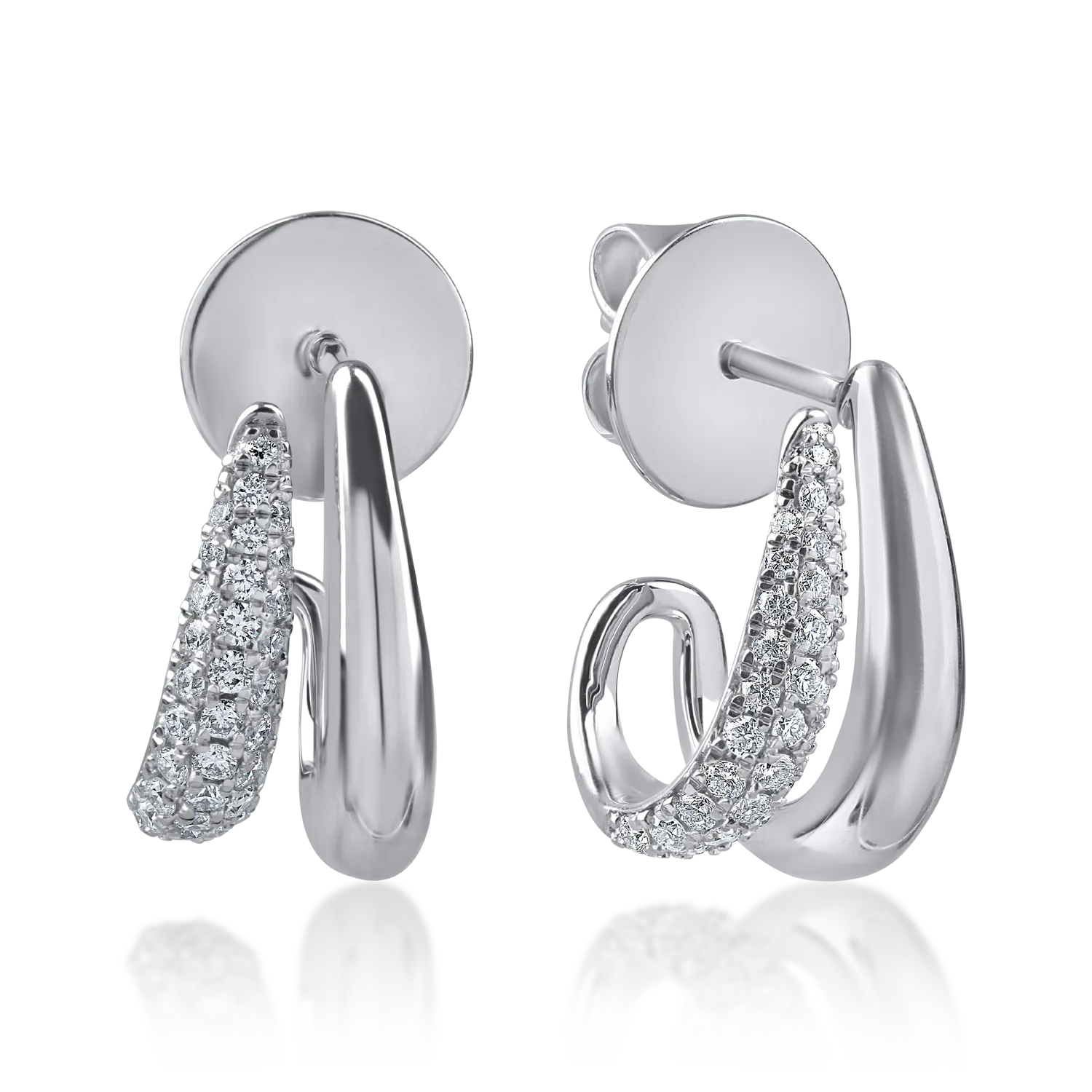 Cercei din aur alb cu diamante microsetting de 0.3ct