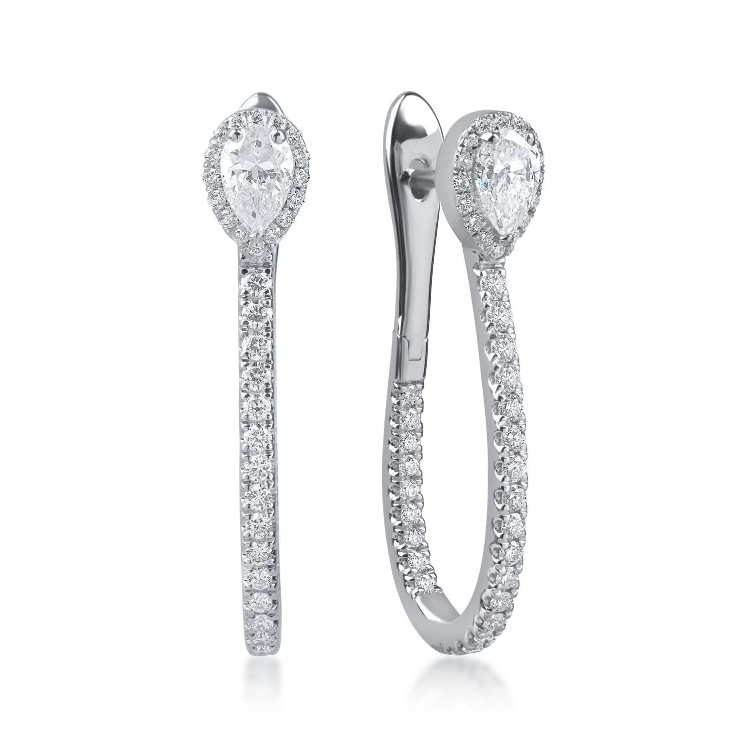 Cercei din aur alb cu diamante microsetting de 1.4ct