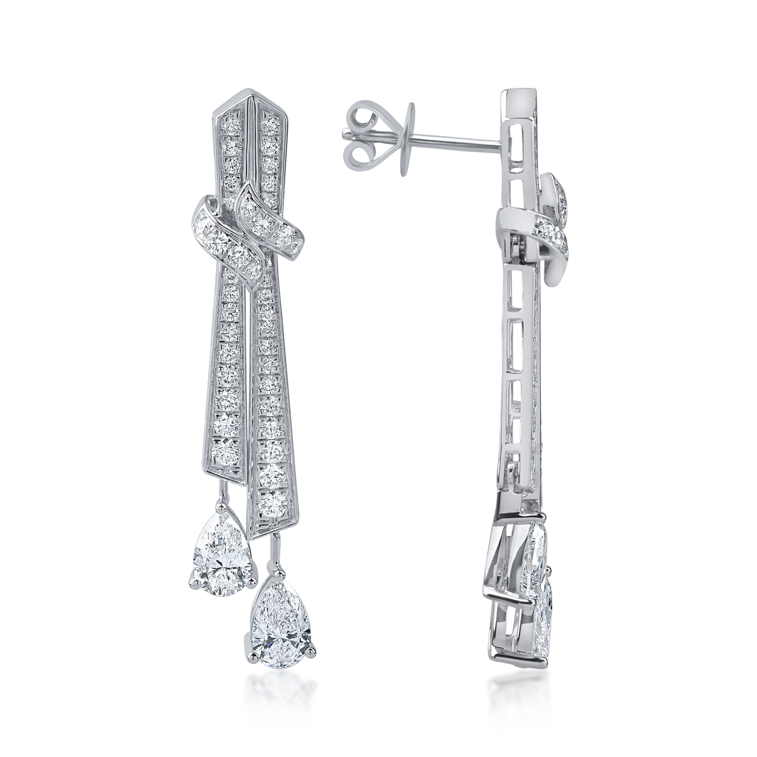 Fehérarany fülbevaló. 2.4ct mikrobeágyazó gyémántokkal