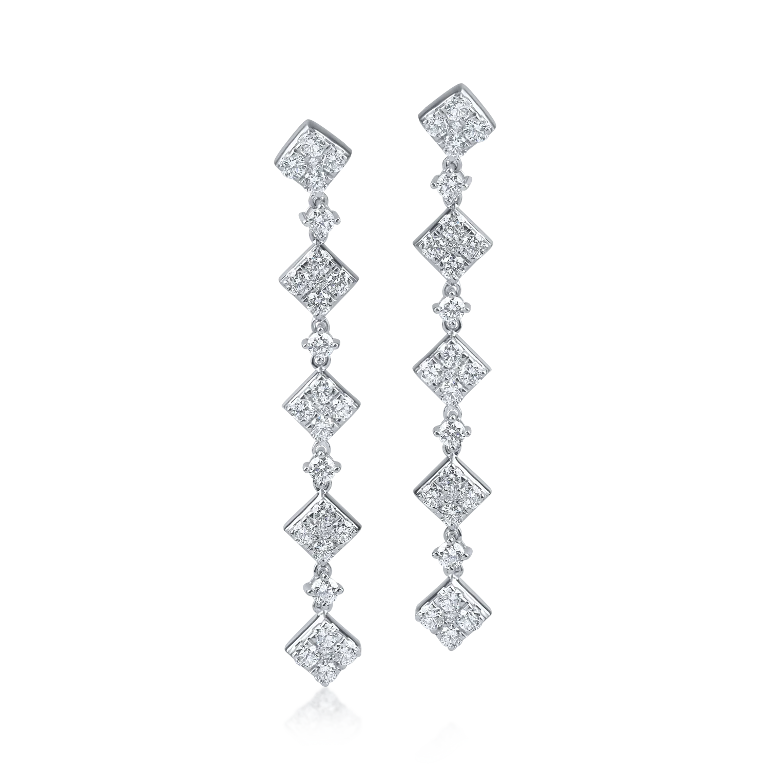 Fehérarany hosszú fülbevaló 1.7ct gyémánttal