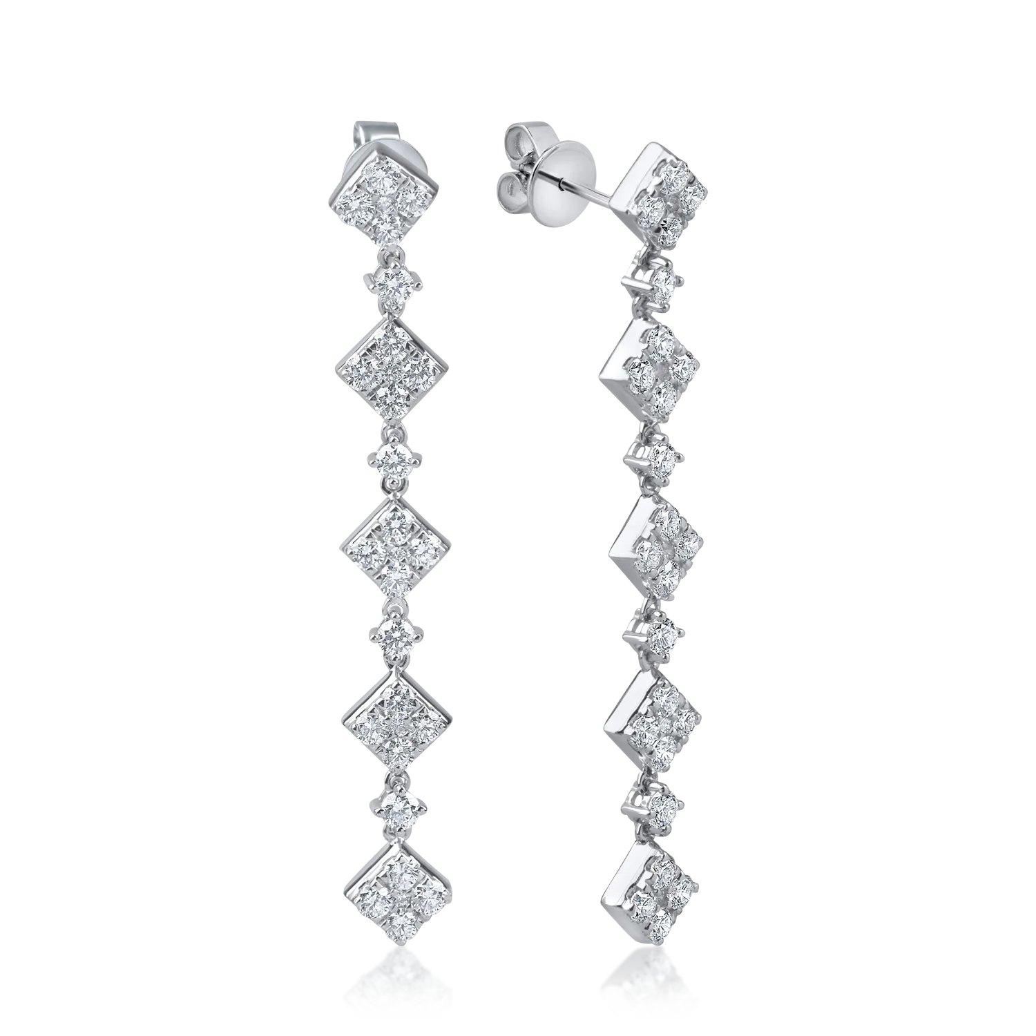 Fehérarany hosszú fülbevaló 1.7ct gyémánttal