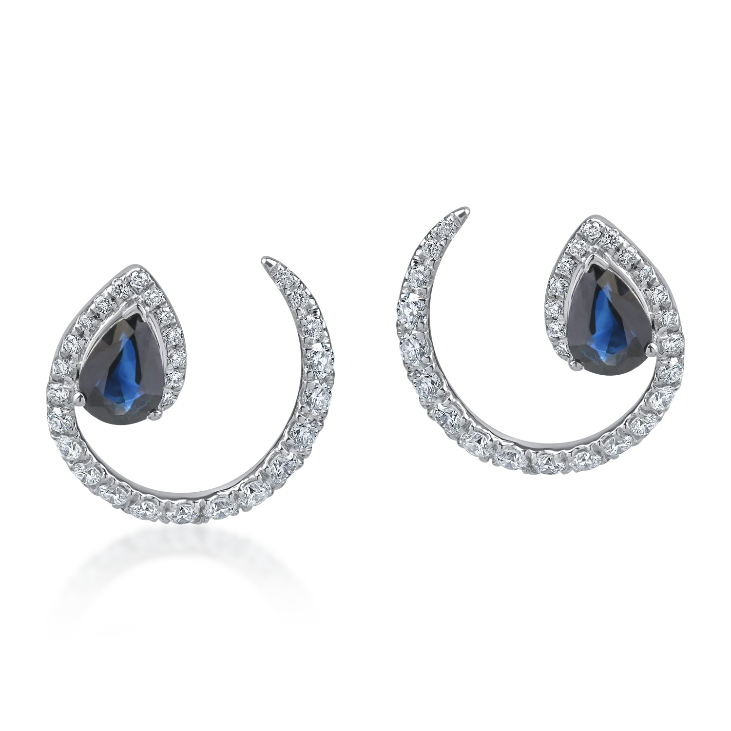 Fehérarany fülbevaló 0.7ct gyémánttal és 1.6ct zafírral