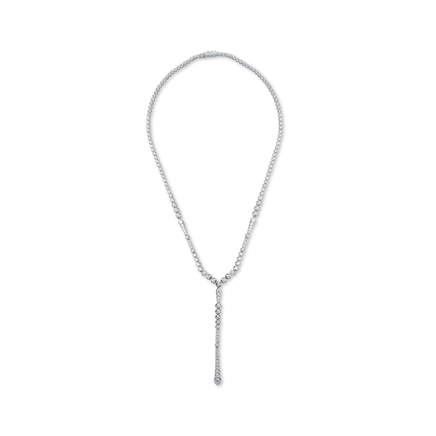 Colier tennis din aur alb cu diamante de 4.6ct