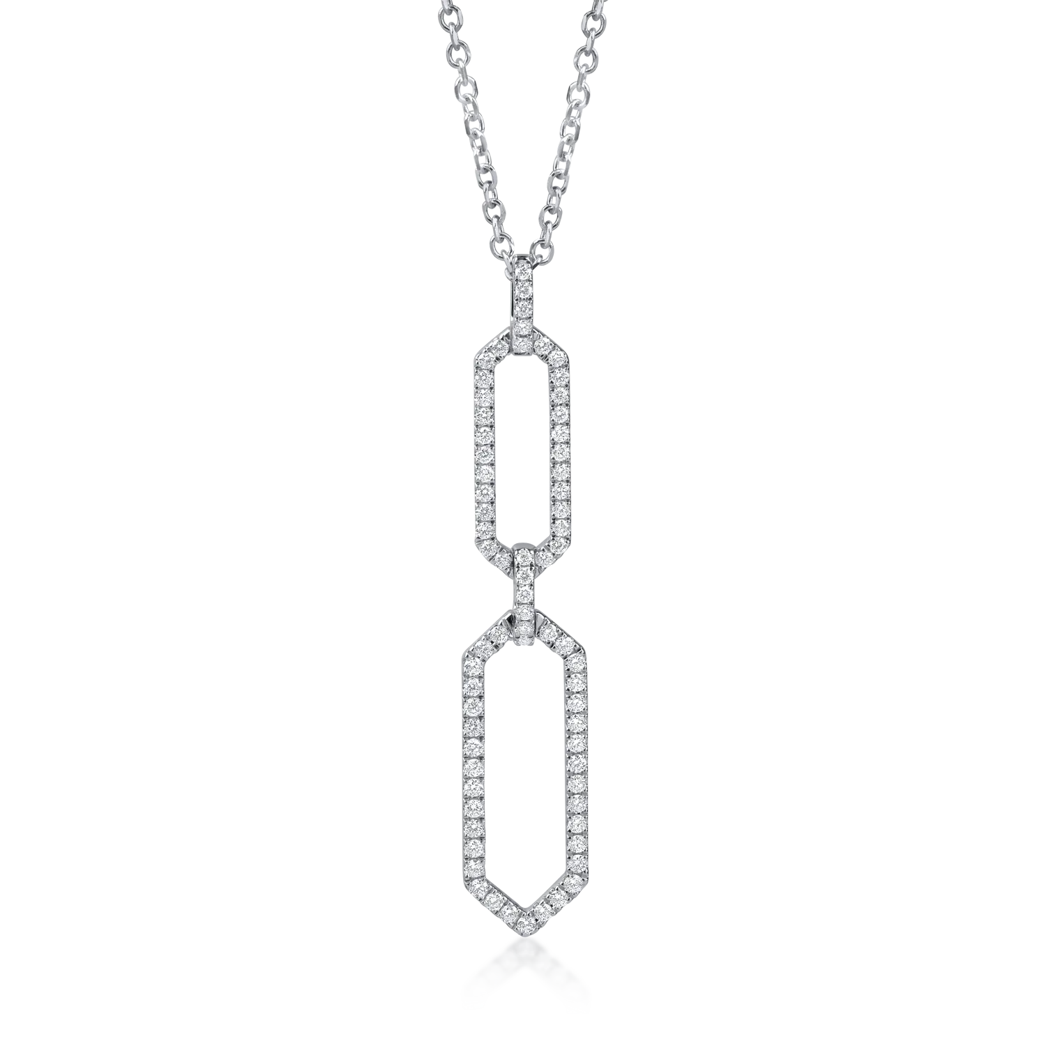 Teilor Lant cu pandantiv geometric din aur alb cu diamante de 0.4ct