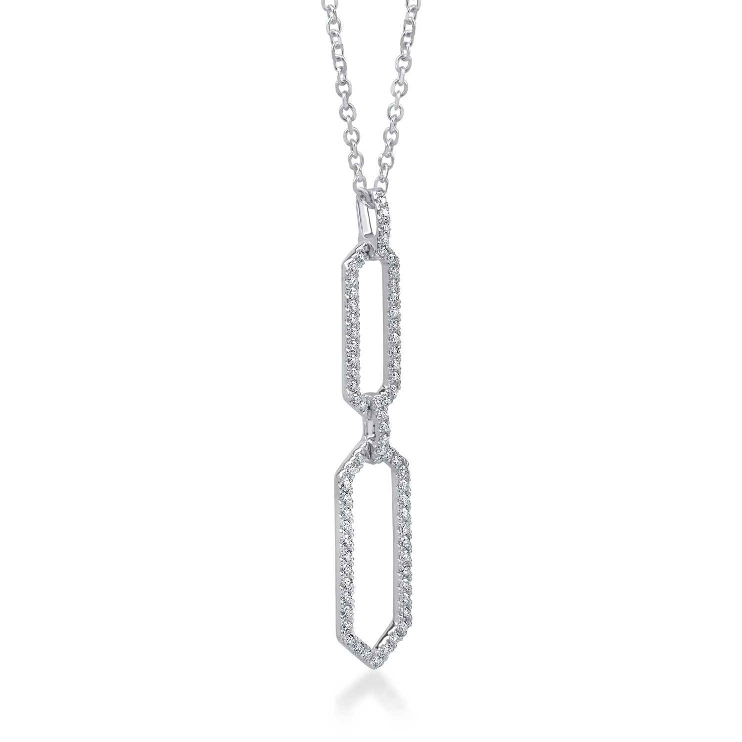 Lant cu pandantiv geometric din aur alb cu diamante de 0.4ct