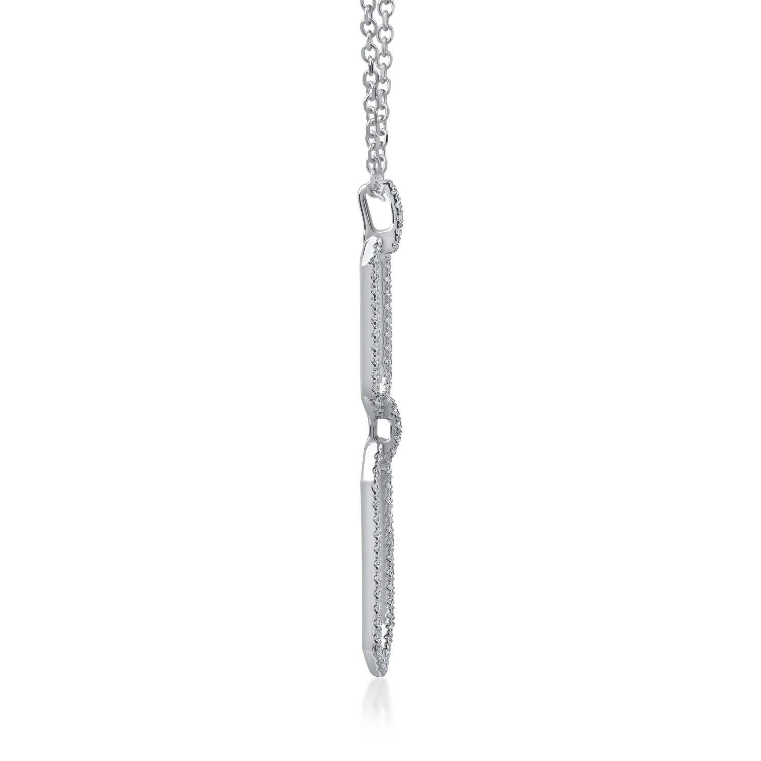 Lant cu pandantiv geometric din aur alb cu diamante de 0.4ct