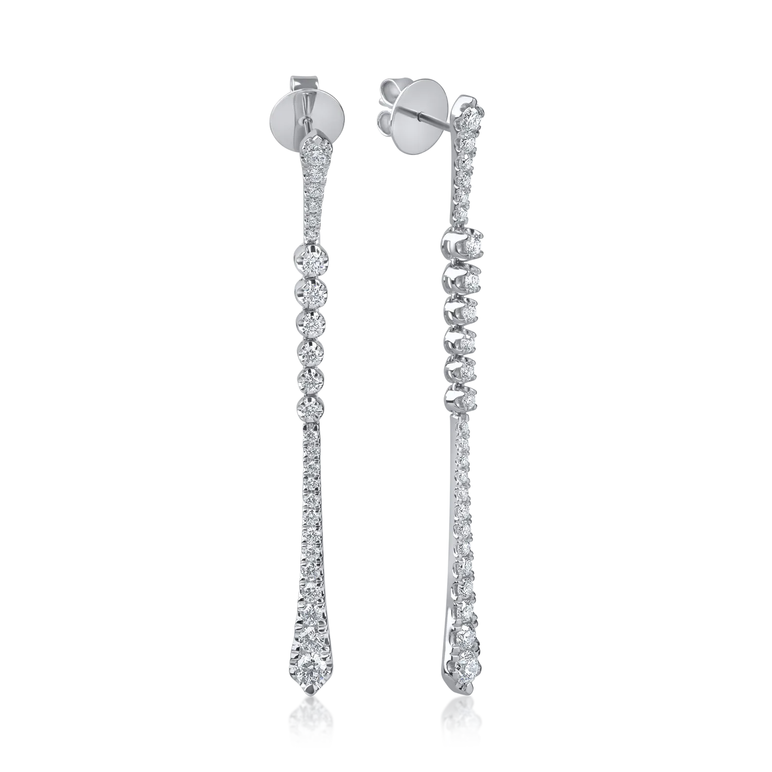 Fehérarany hosszú fülbevaló. 1.8ct mikrobeágyazó gyémántokkal
