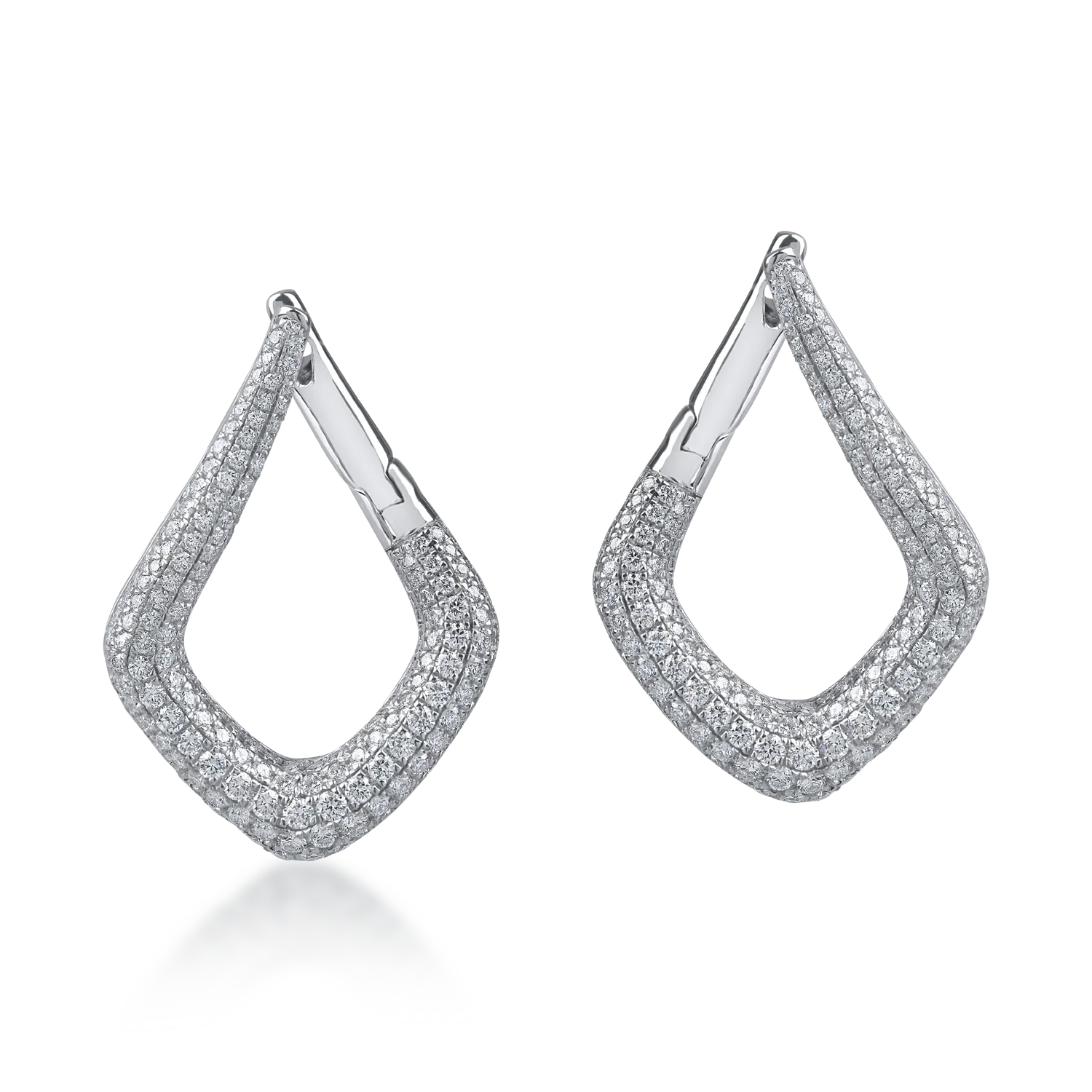 Cercei din aur alb cu diamante microsetting de 2.6ct - Imagine 2