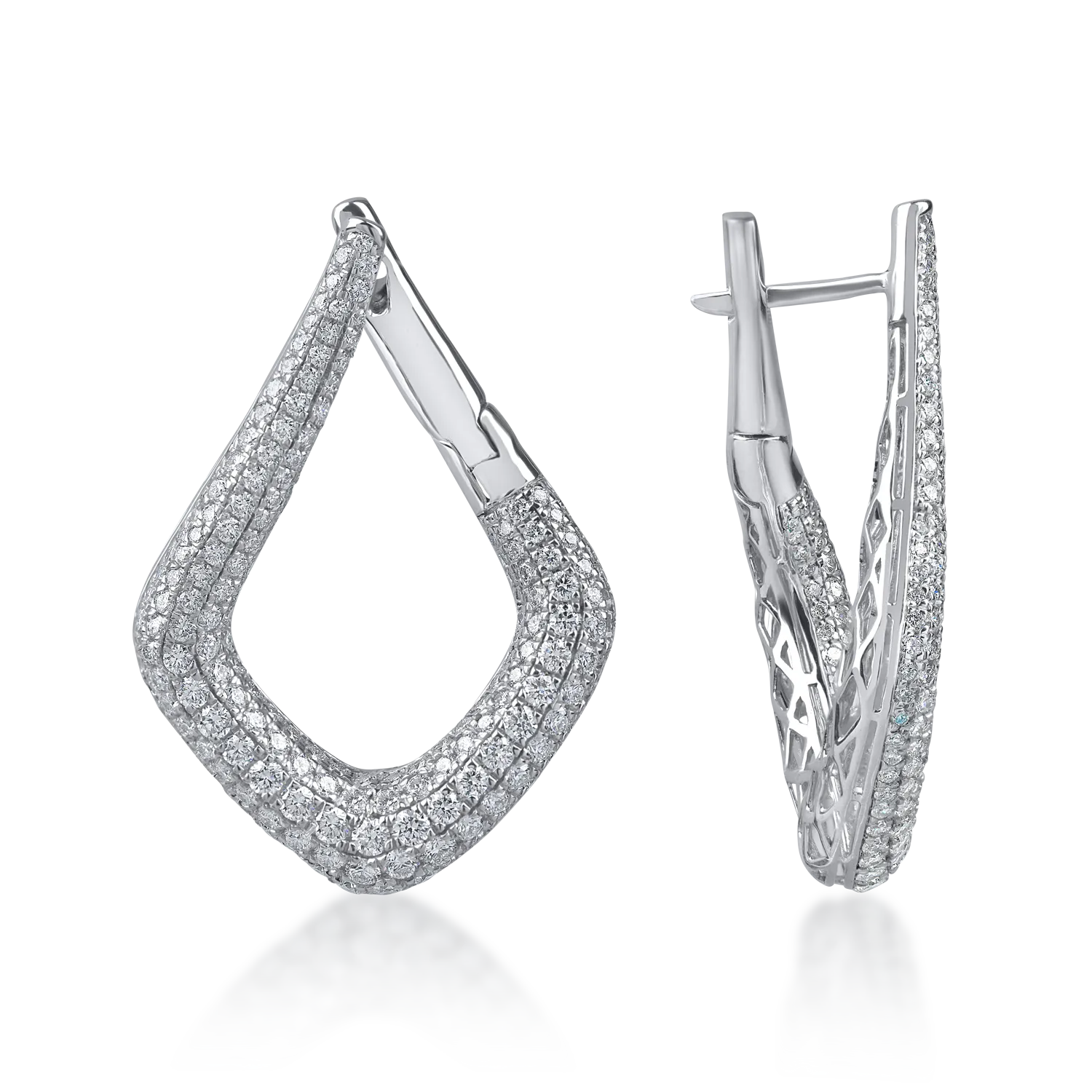 Cercei din aur alb cu diamante microsetting de 2.6ct - Imagine 3