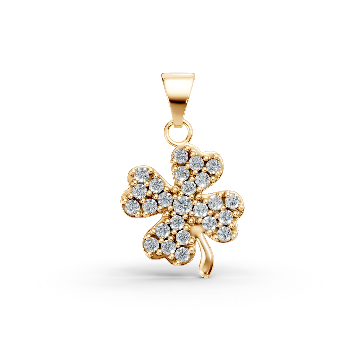 Sárga arany lóhere medál cirkóniával-188517