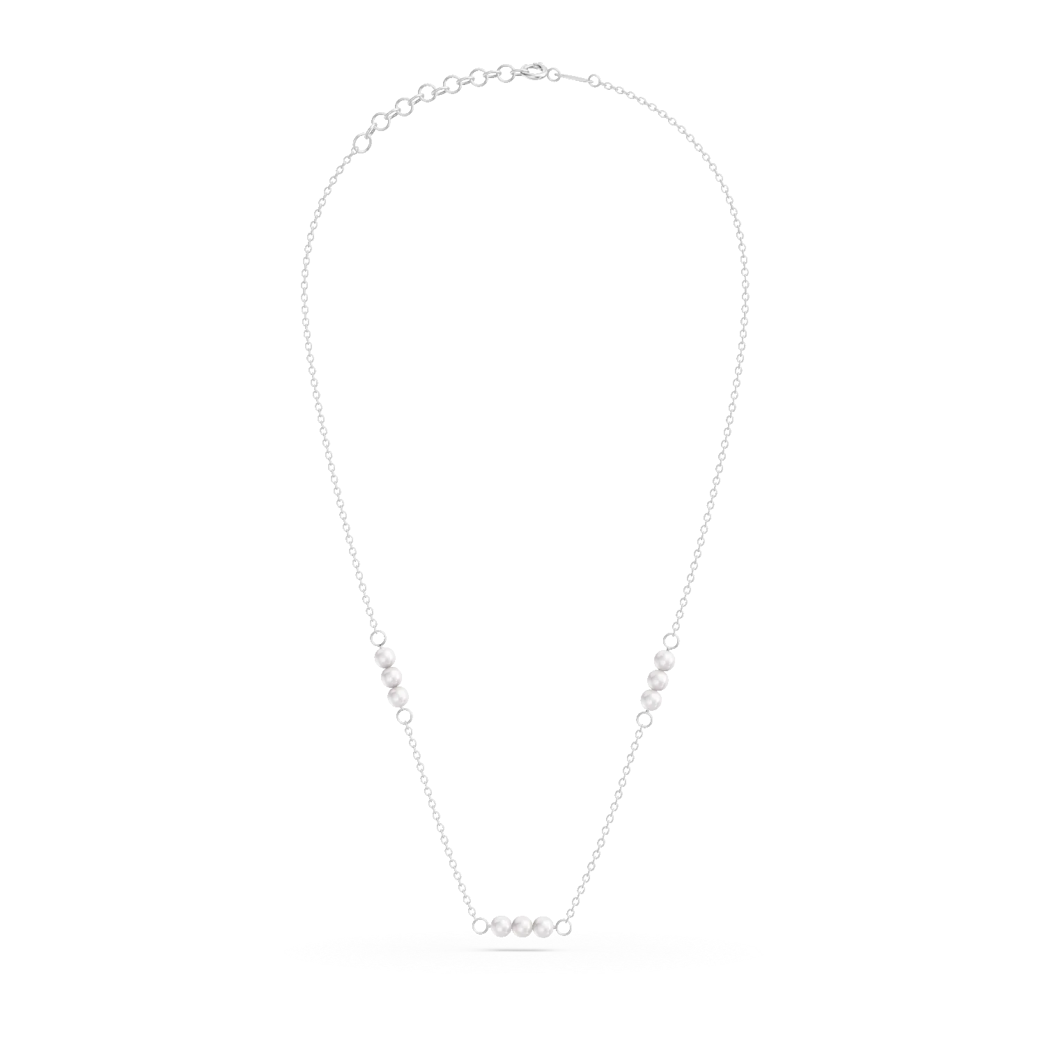White gold necklace with natural pearls